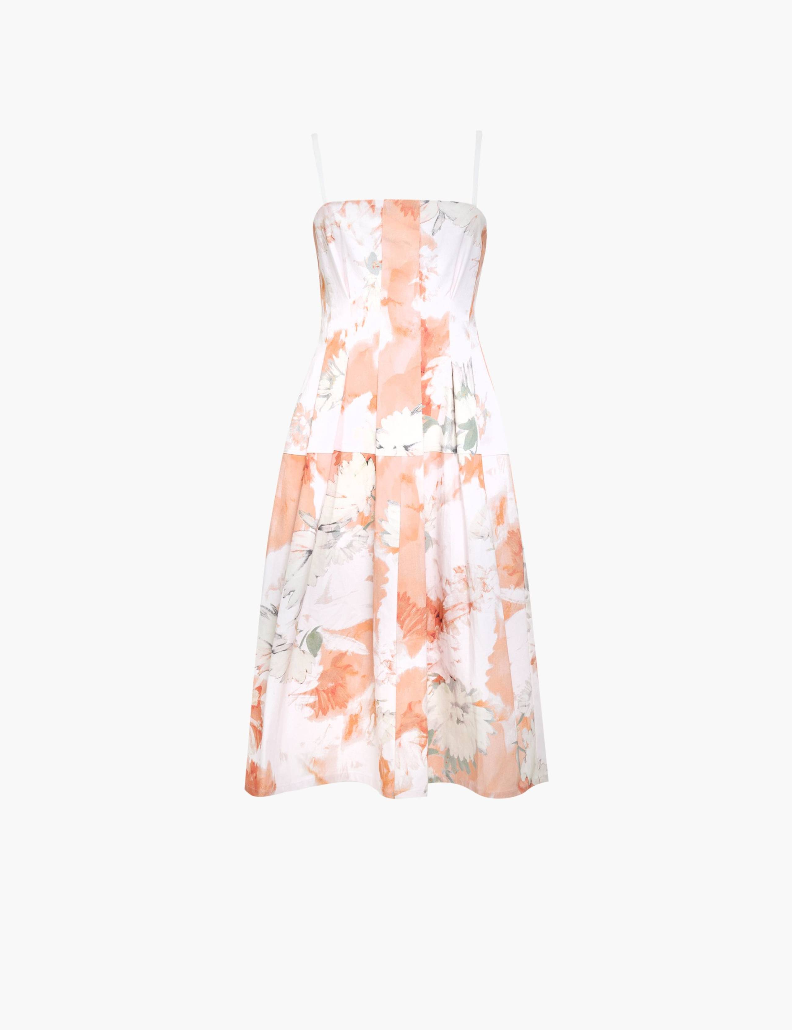 Denim Floral Square Neck Midi Skater Dress 2 of 6