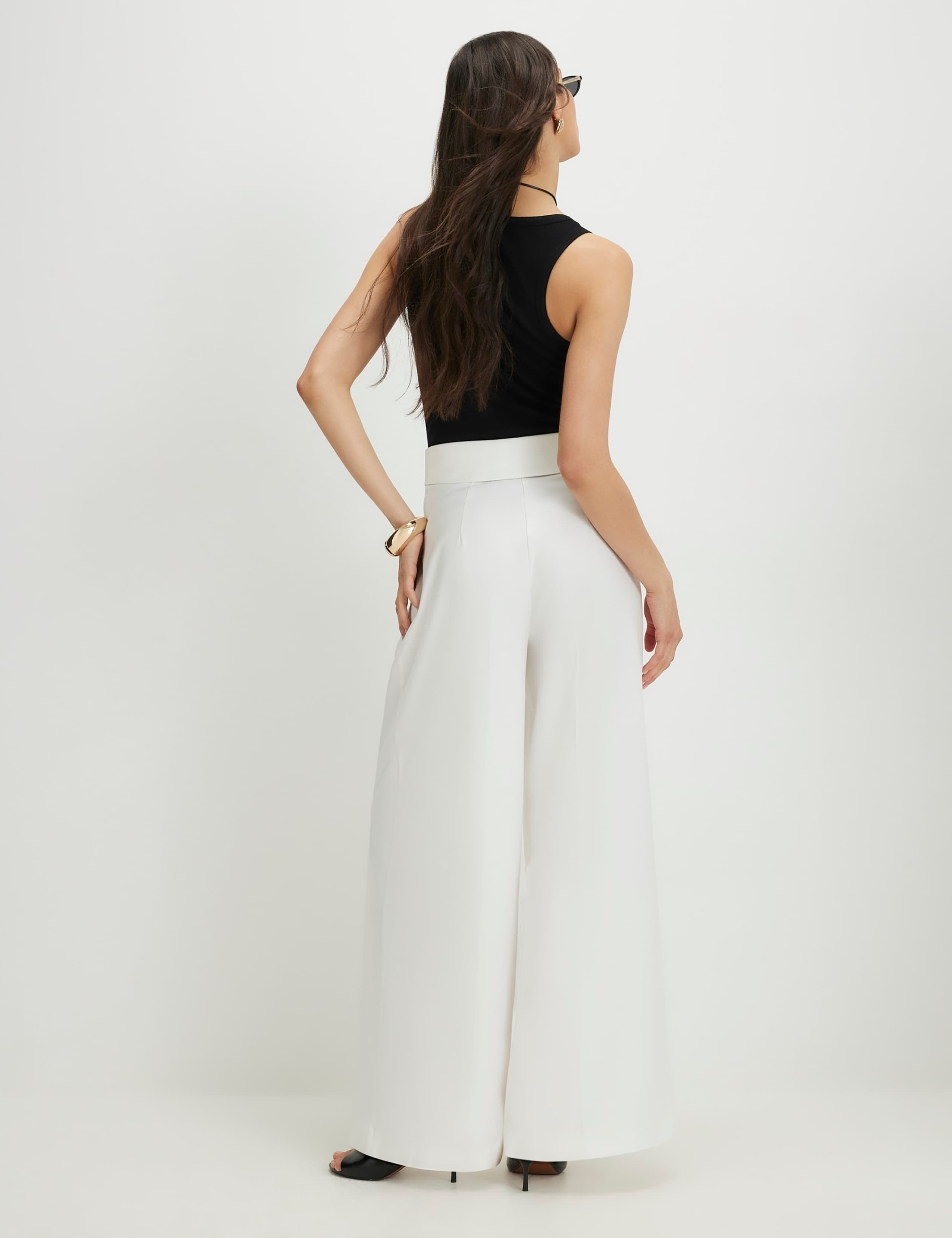 Foldover Waistband Wide Leg Trousers 4 of 4