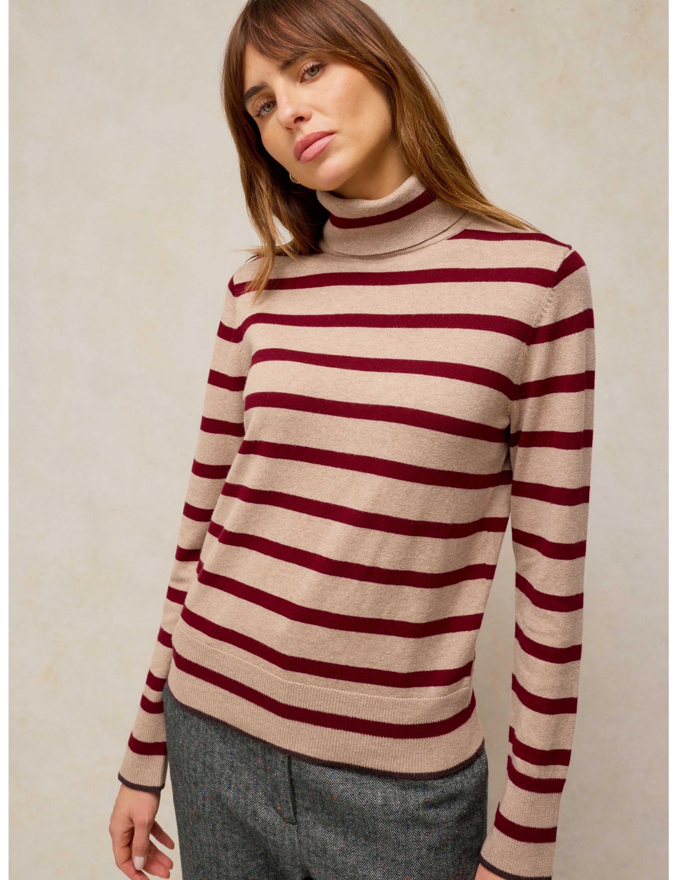 Katie Cotton Rich Patterned Roll Neck Jumper 1 of 6