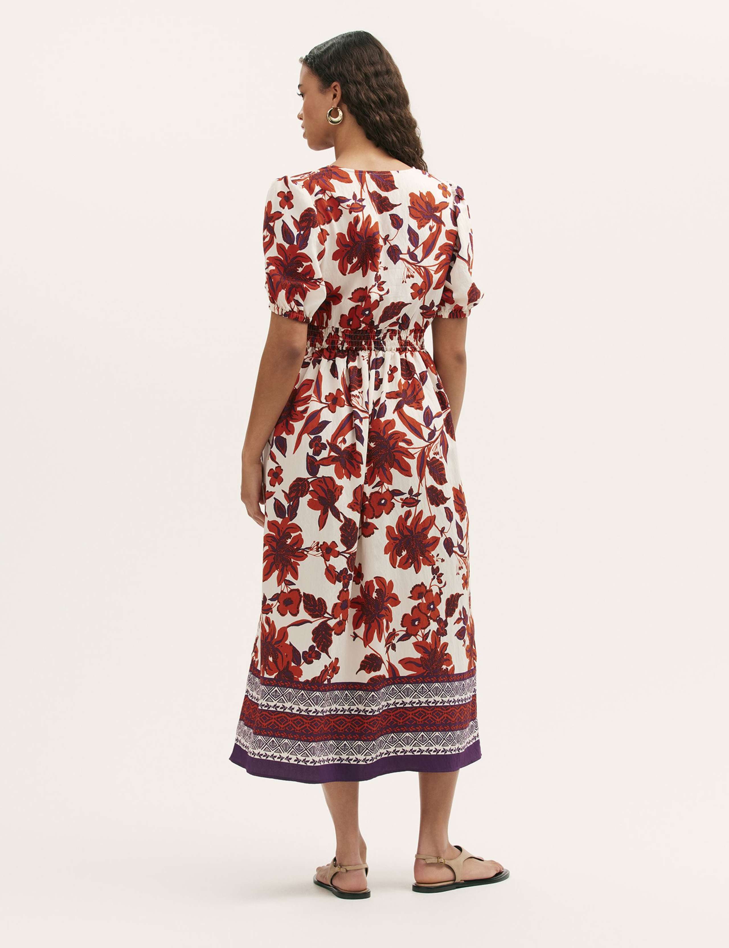 Floral Shirred Detail Midi Smock Dress 2 of 4