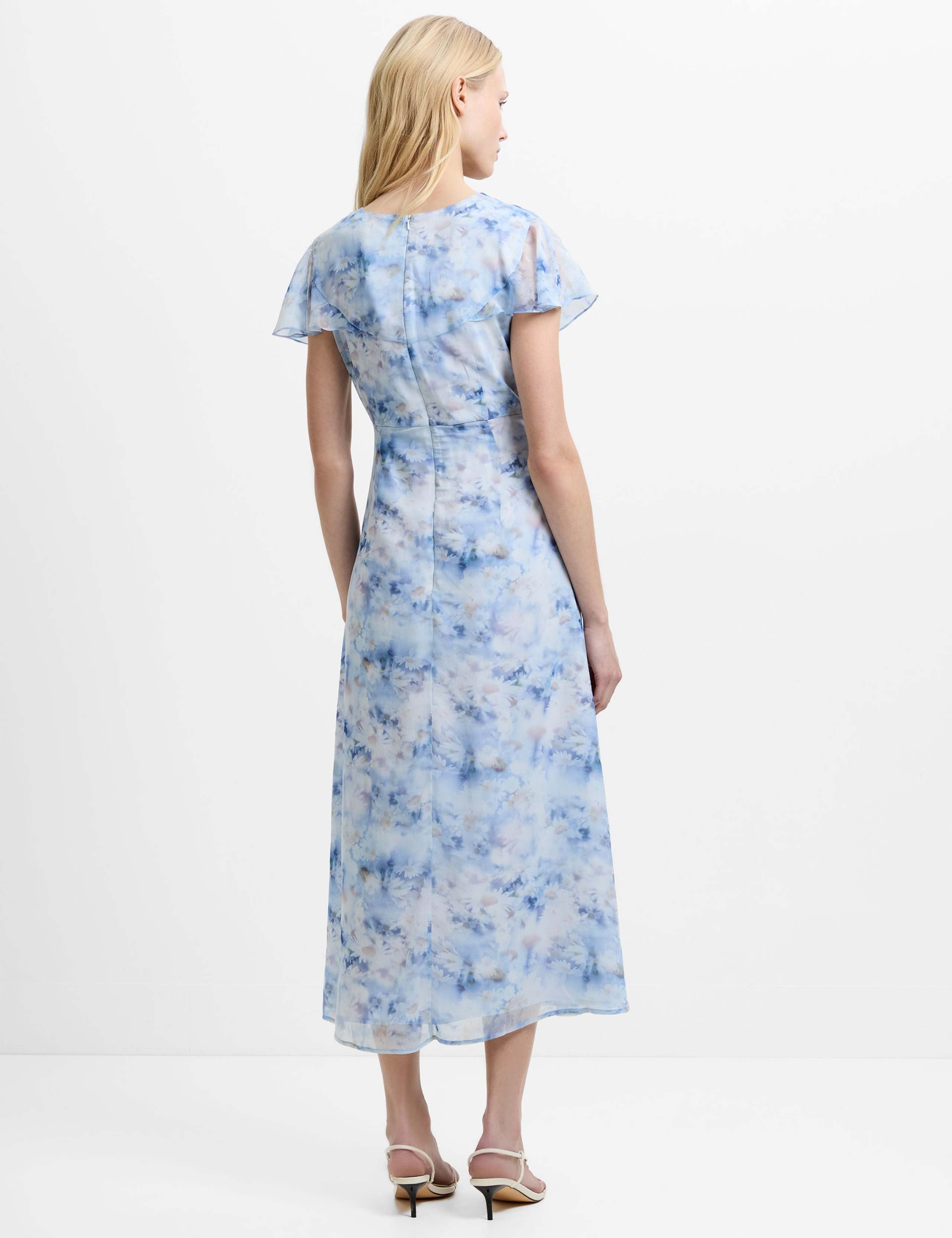 Floral V-Neck Midi Tea Dress 3 of 5