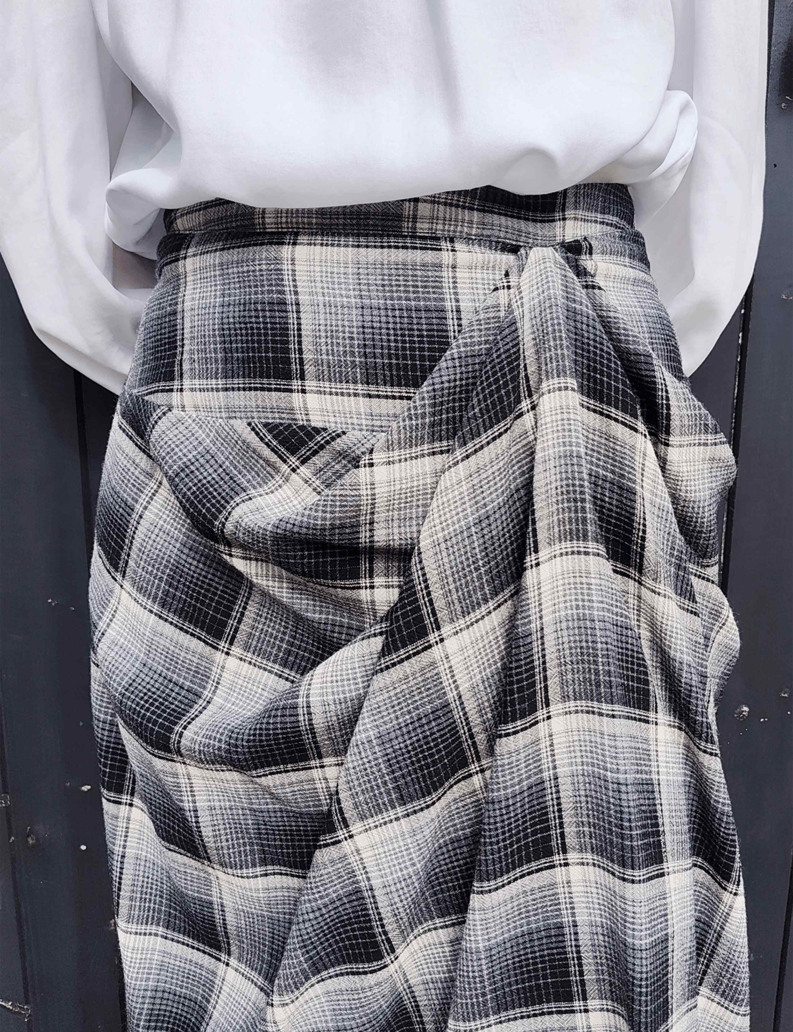 Wool Blend Checked Midi Tiered Skirt 6 of 7