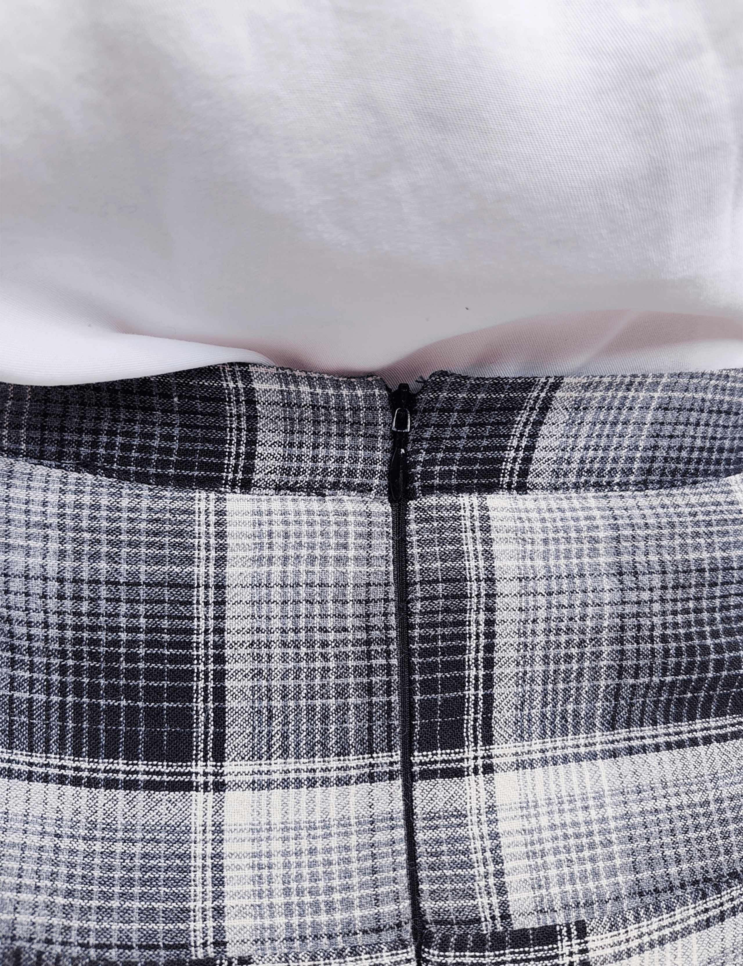 Wool Blend Checked Midi Tiered Skirt 7 of 7