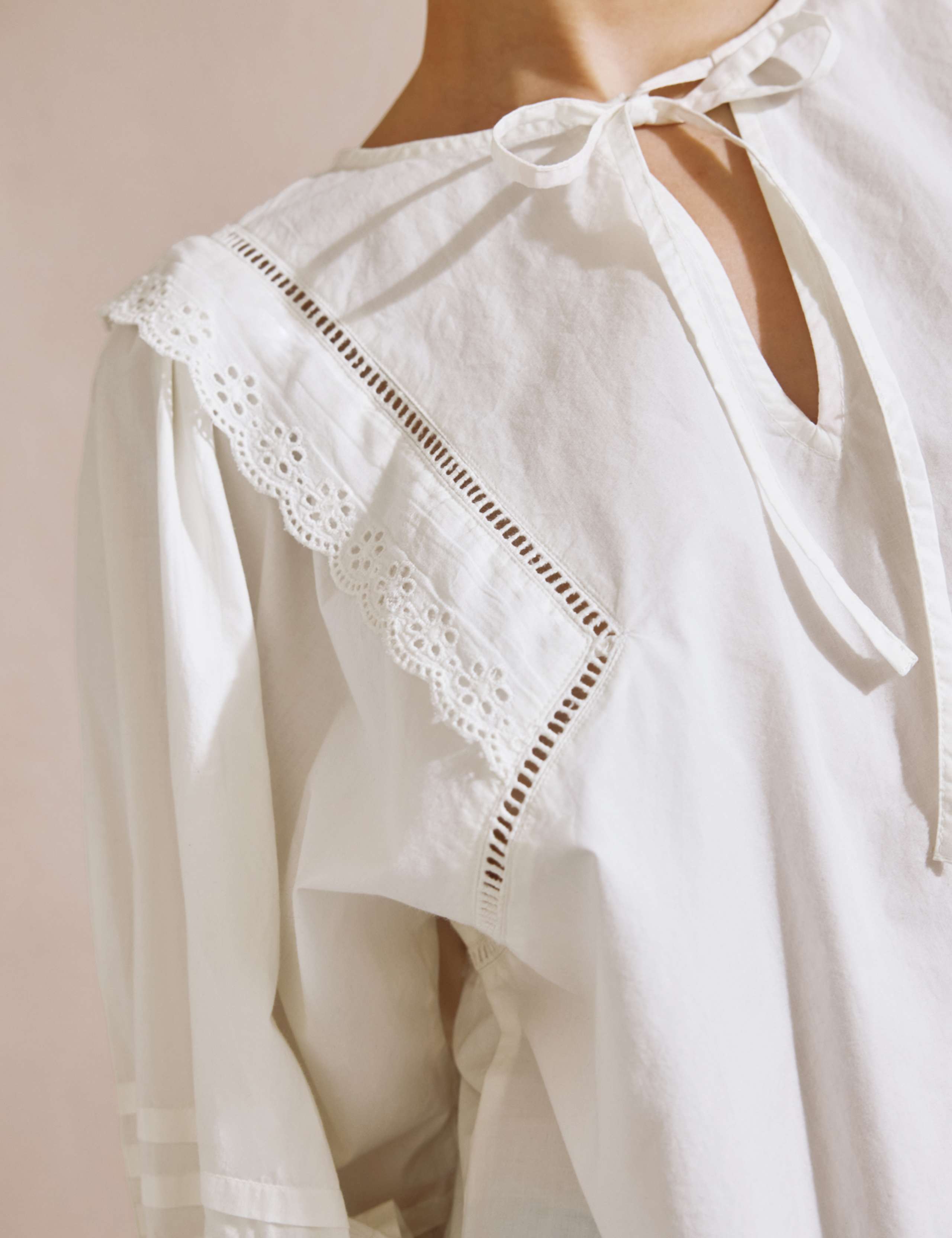 Pure Cotton Broderie Pintuck Sleeve Top 7 of 8