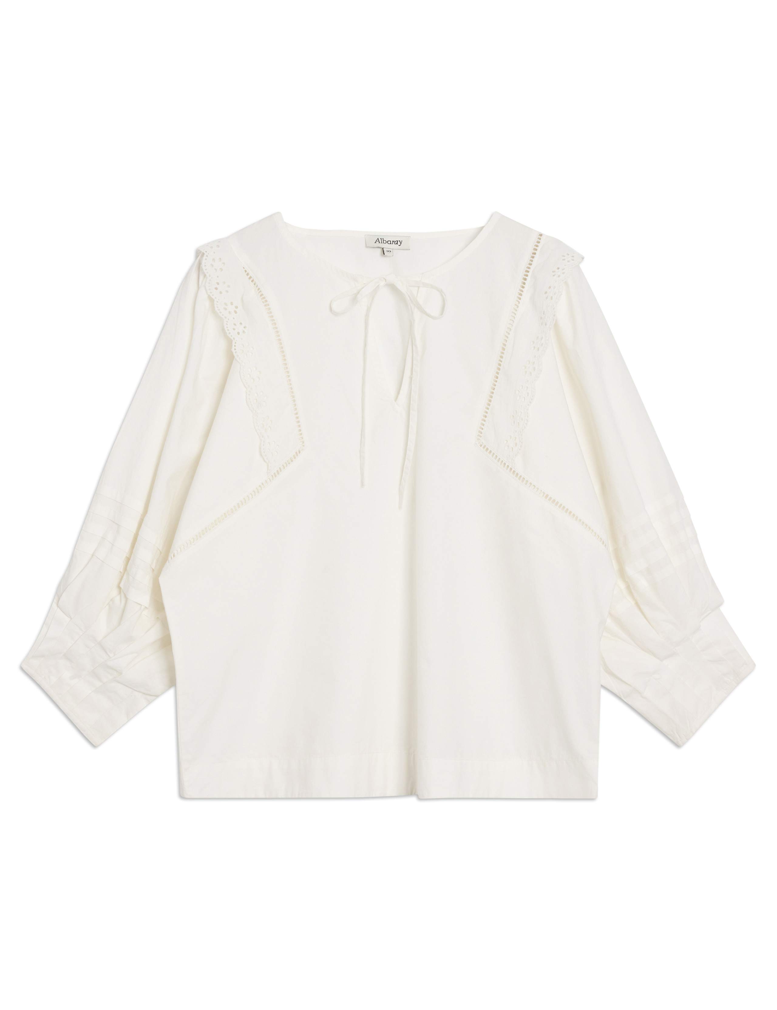 Pure Cotton Broderie Pintuck Sleeve Top 2 of 8