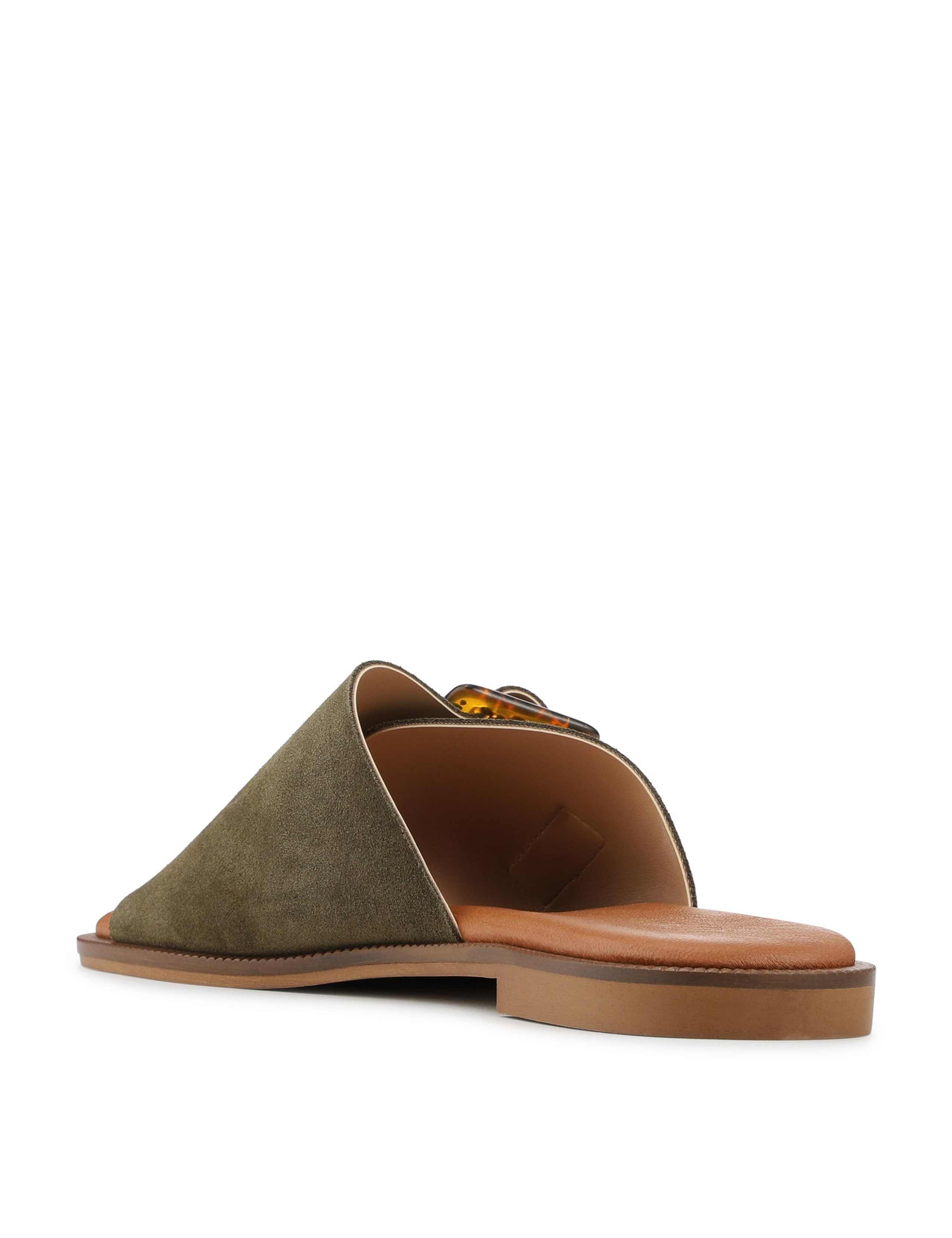 Suede Buckle Flat Mules 5 of 6