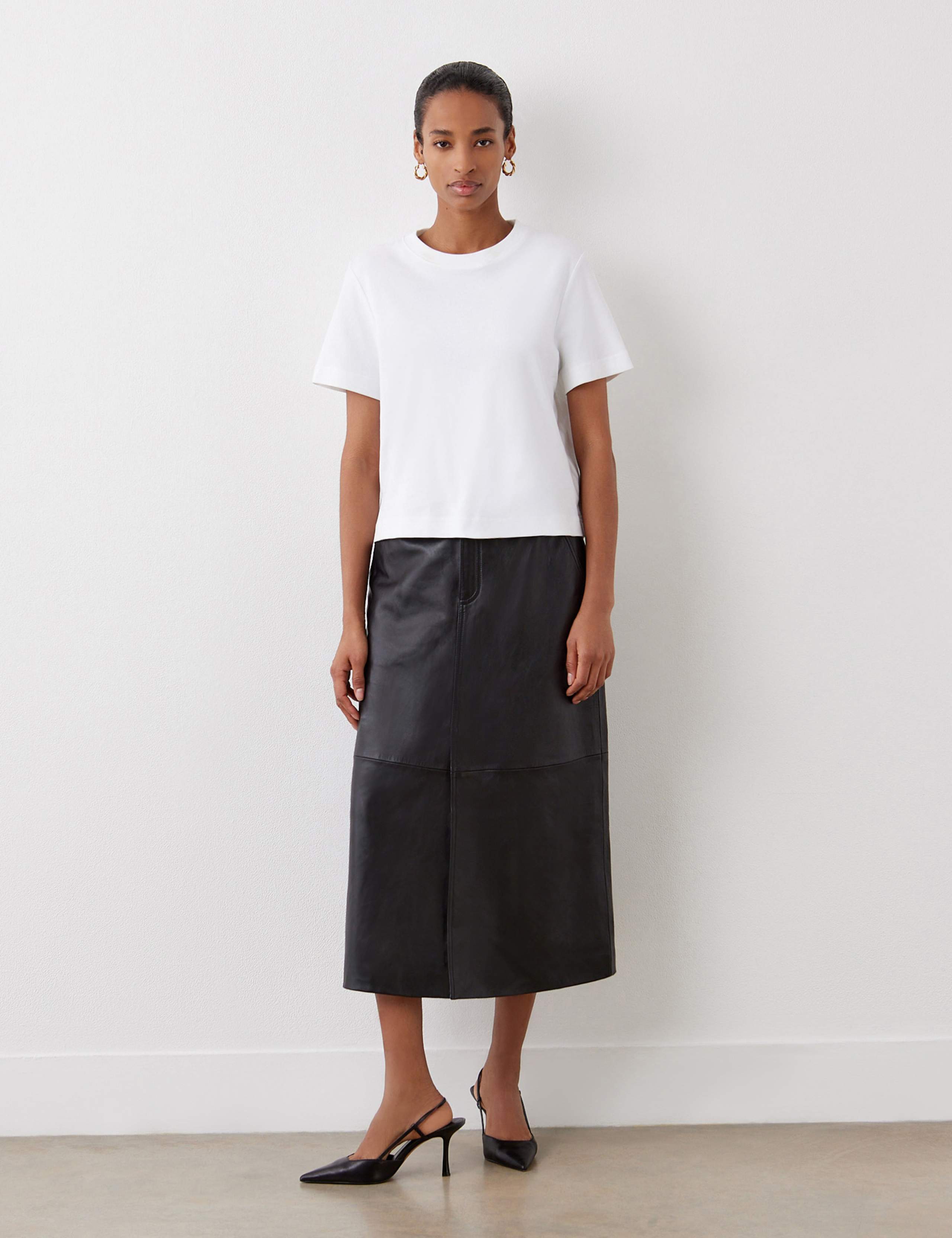 Leather Midi Pencil Skirt 2 of 5
