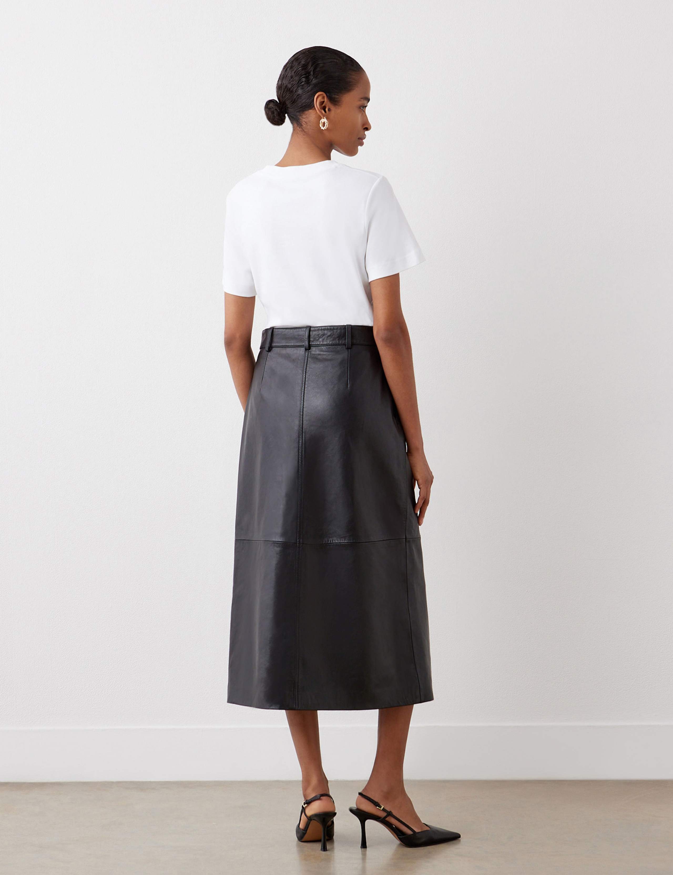 Leather Midi Pencil Skirt 3 of 5
