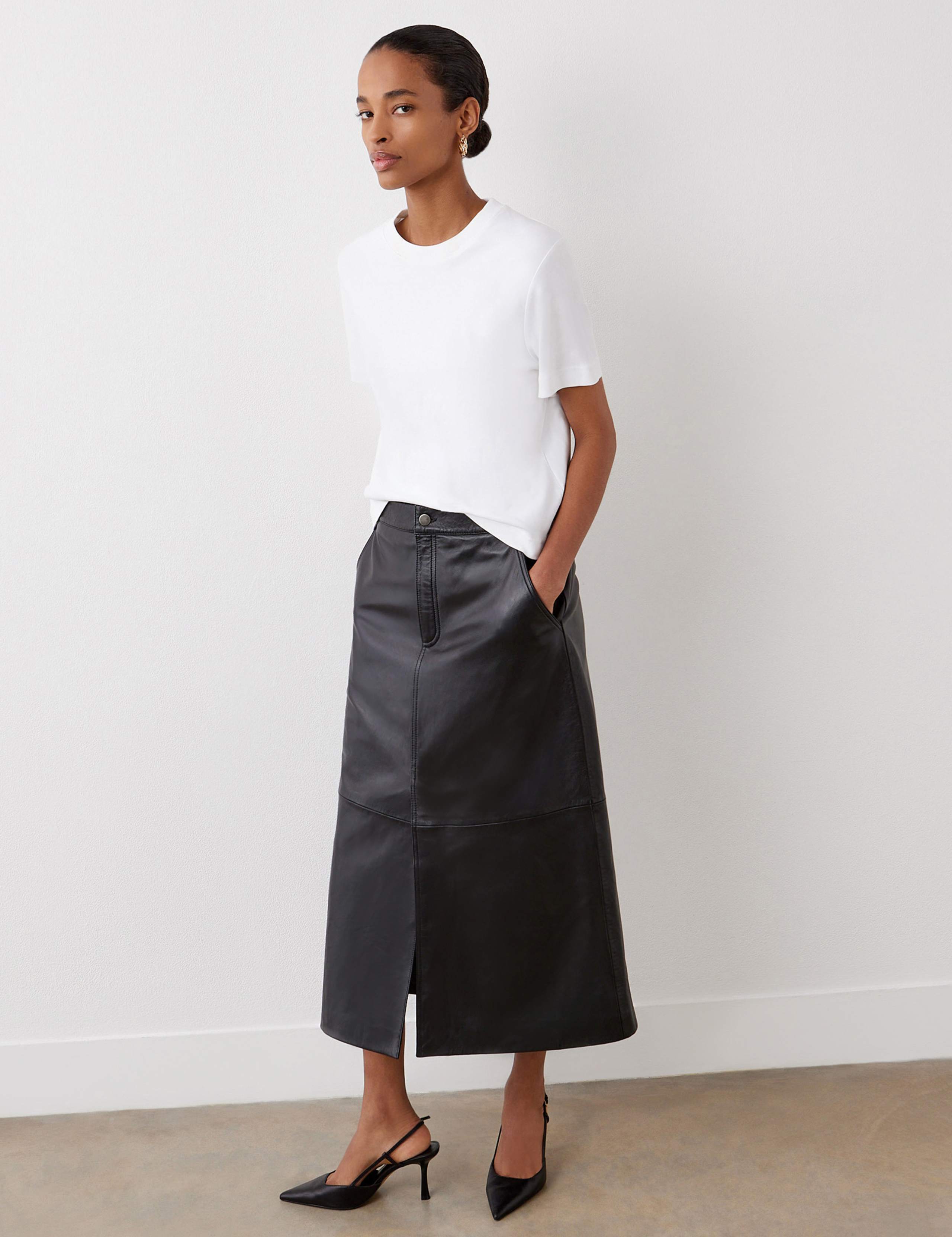 Leather Midi Pencil Skirt 4 of 5