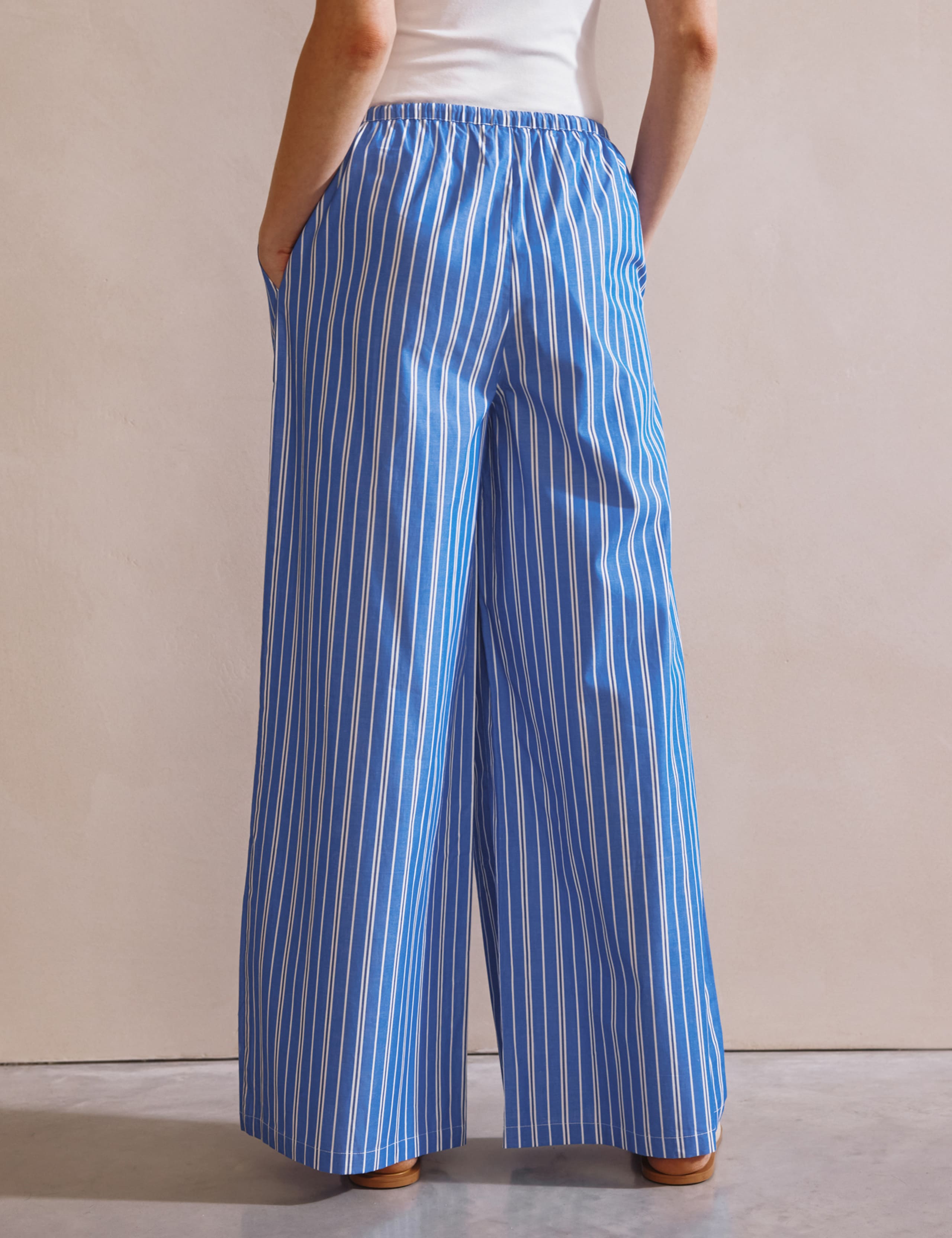 Cotton Rich Striped Drawstring Trousers 4 of 6