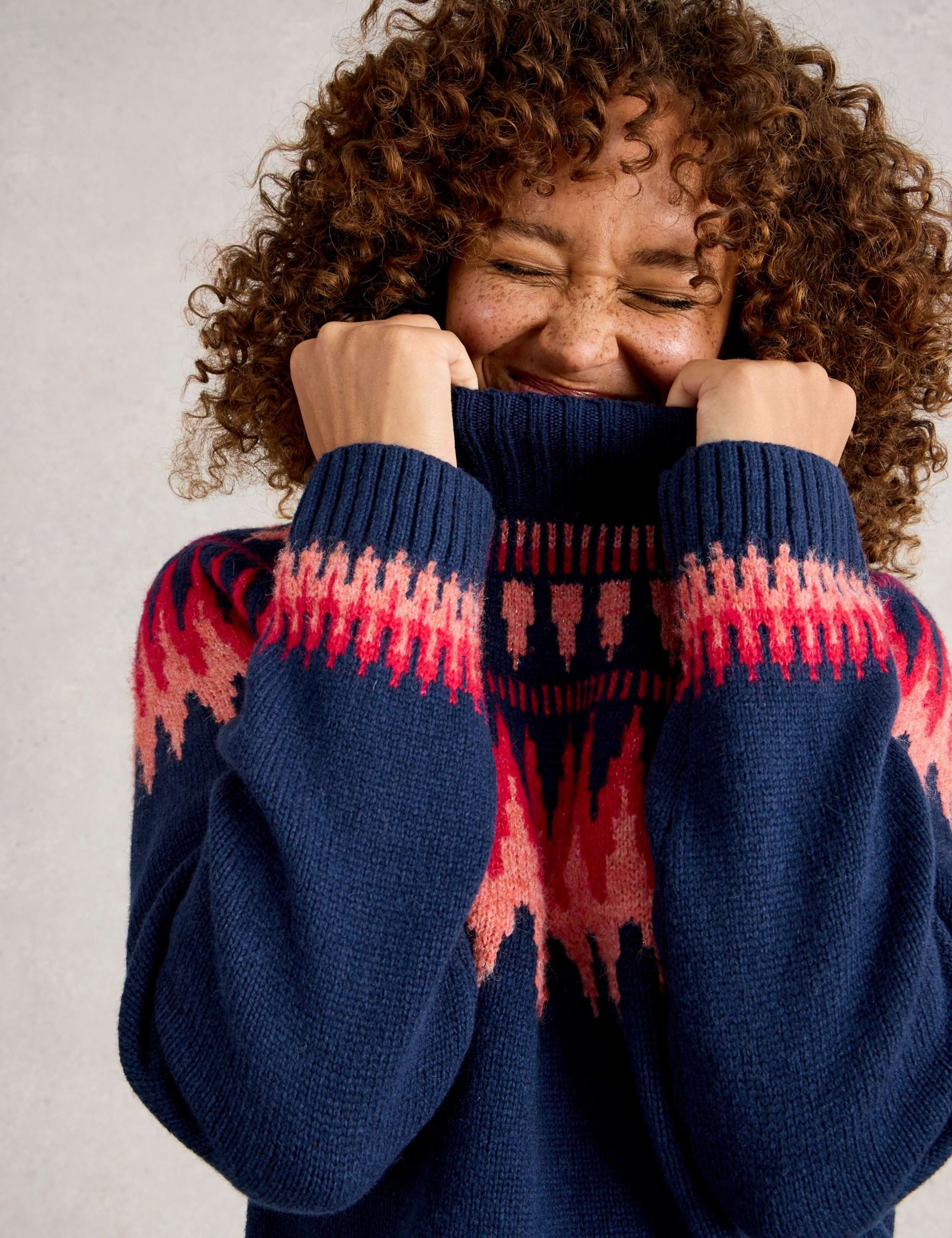 Wool Rich Fair Isle Funnel Neck Jumper 3 of 6