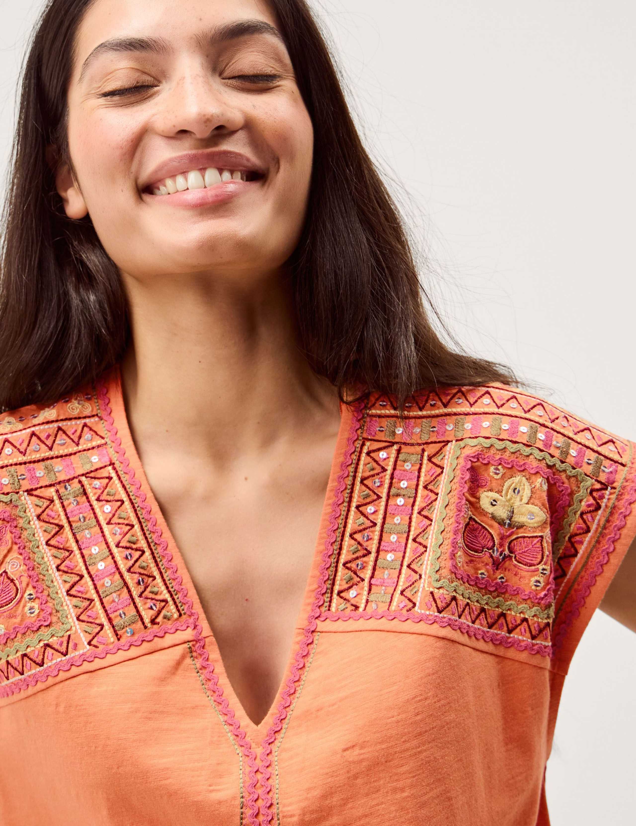 Pure Cotton Embroidered Mini Kaftan Dress 5 of 5