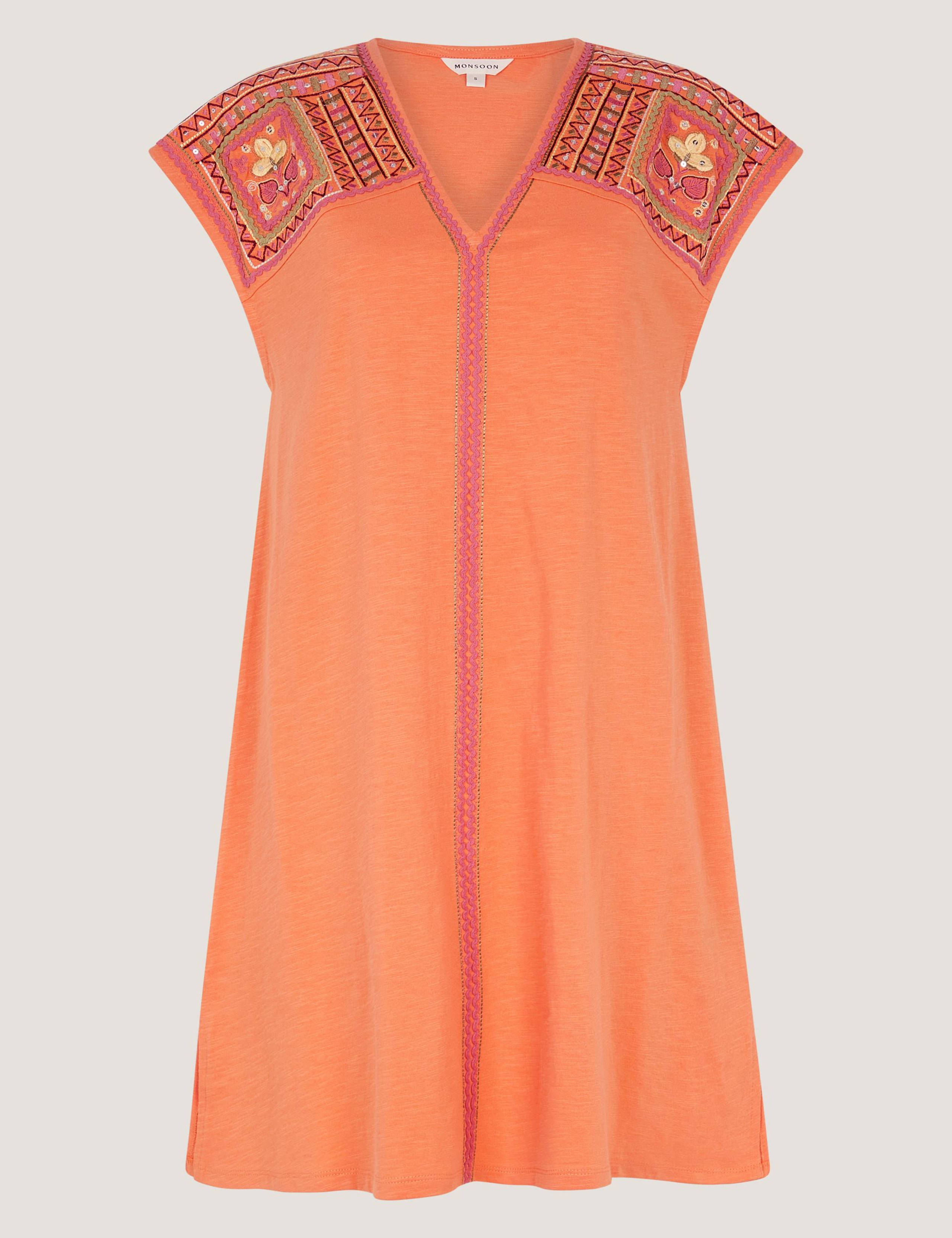 Pure Cotton Embroidered Mini Kaftan Dress 2 of 5