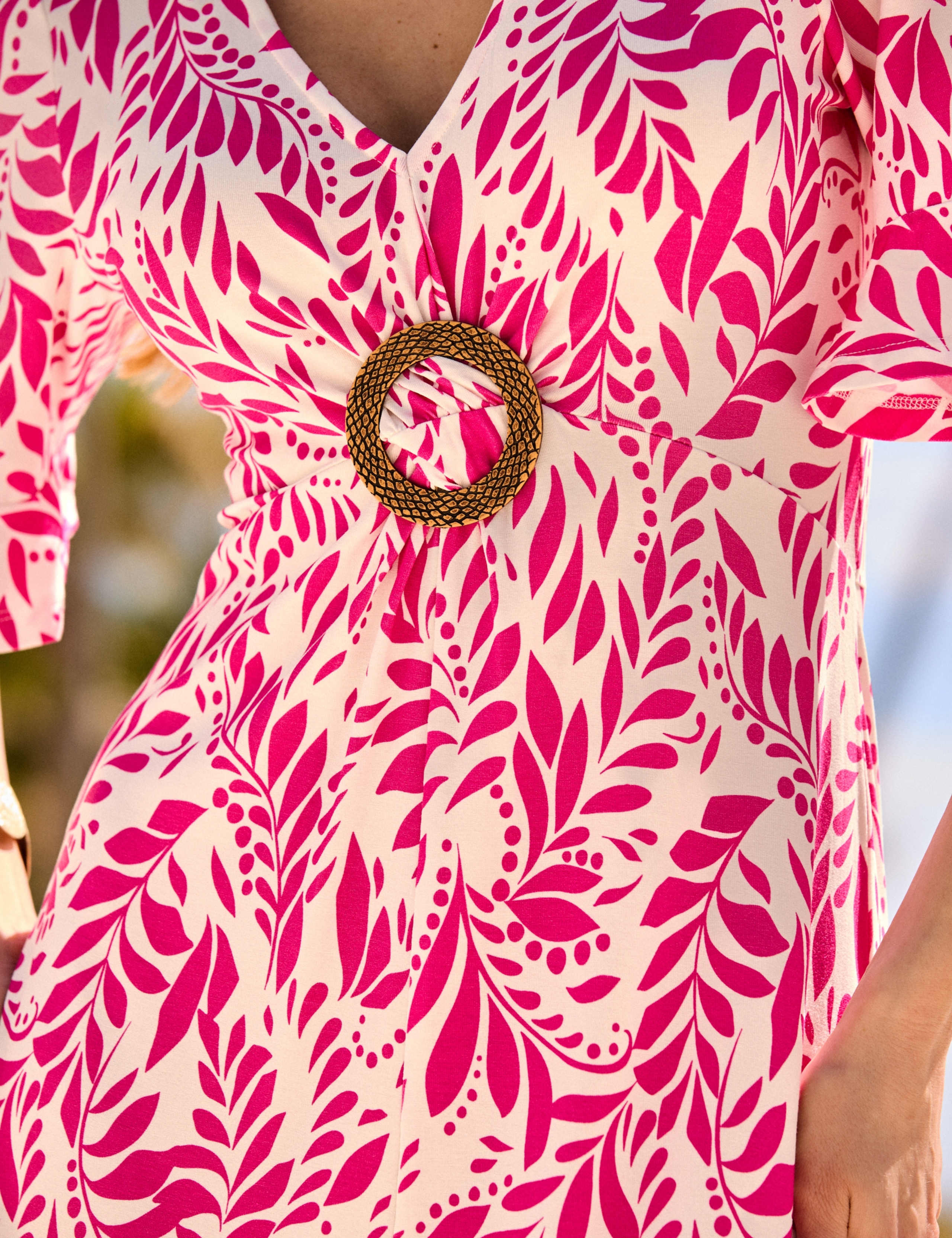 Floral V-Neck Hoop Detail Mini Waisted Dress 5 of 7