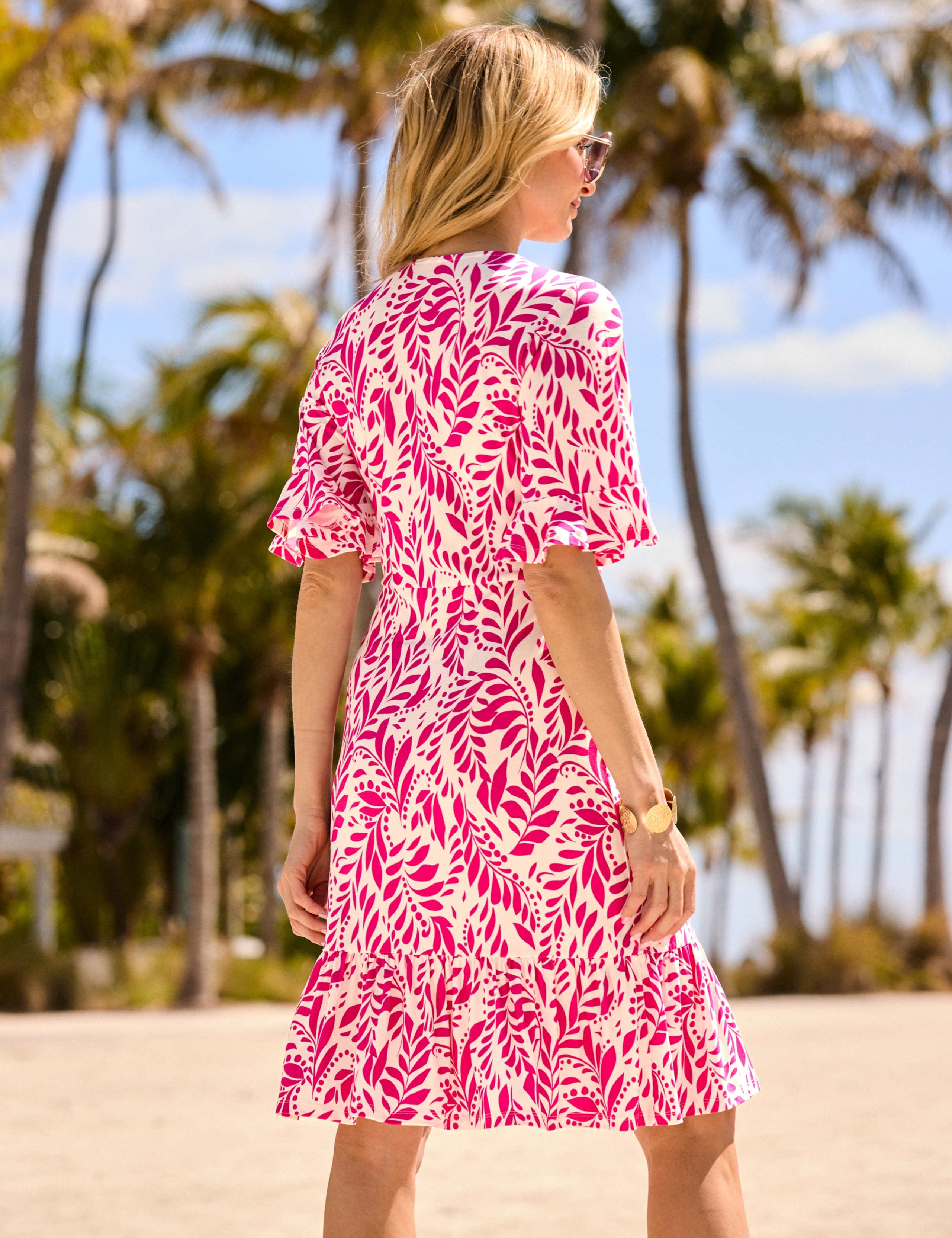 Floral V-Neck Hoop Detail Mini Waisted Dress 7 of 7