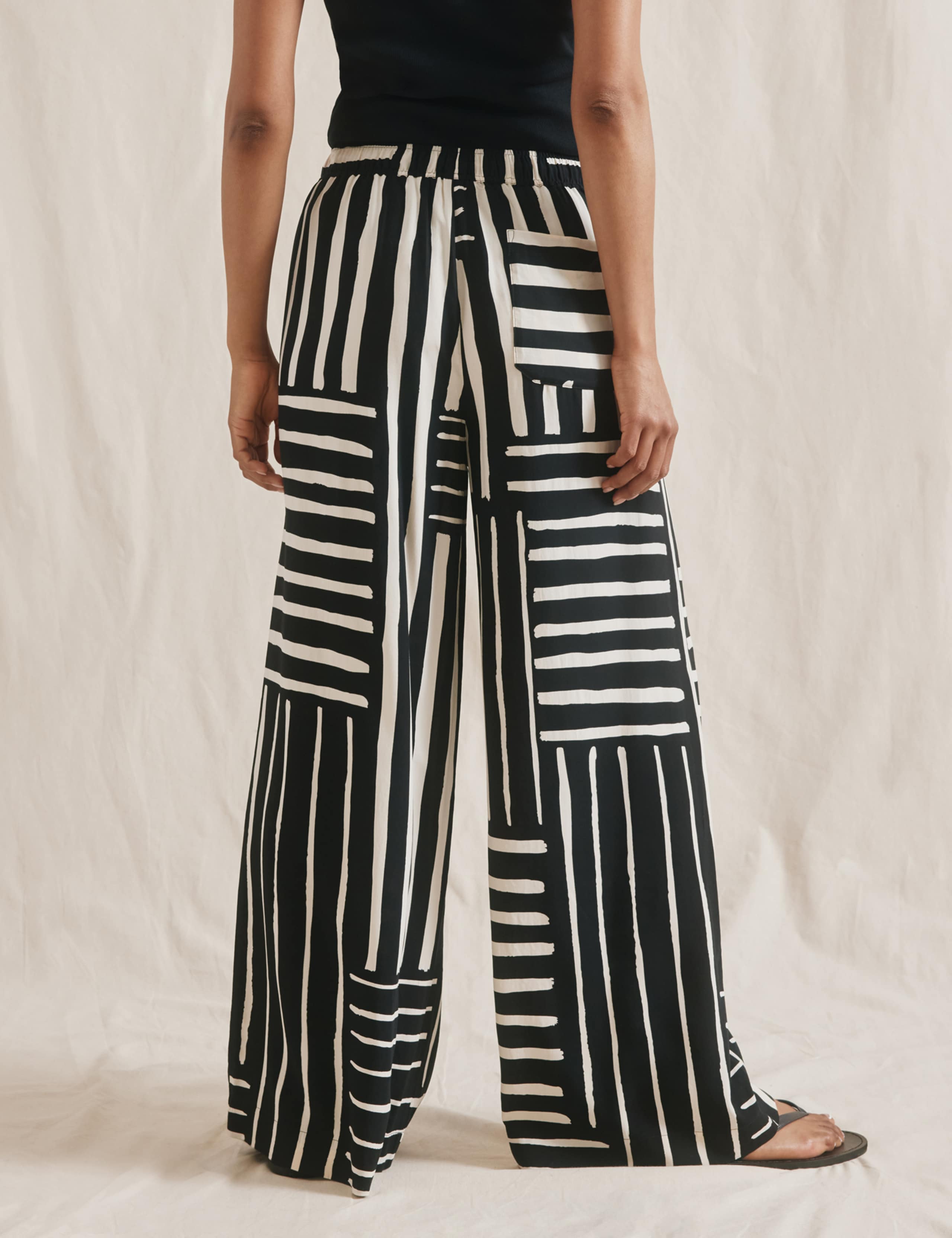 Linen Blend Striped Wide Leg Trousers 3 of 6