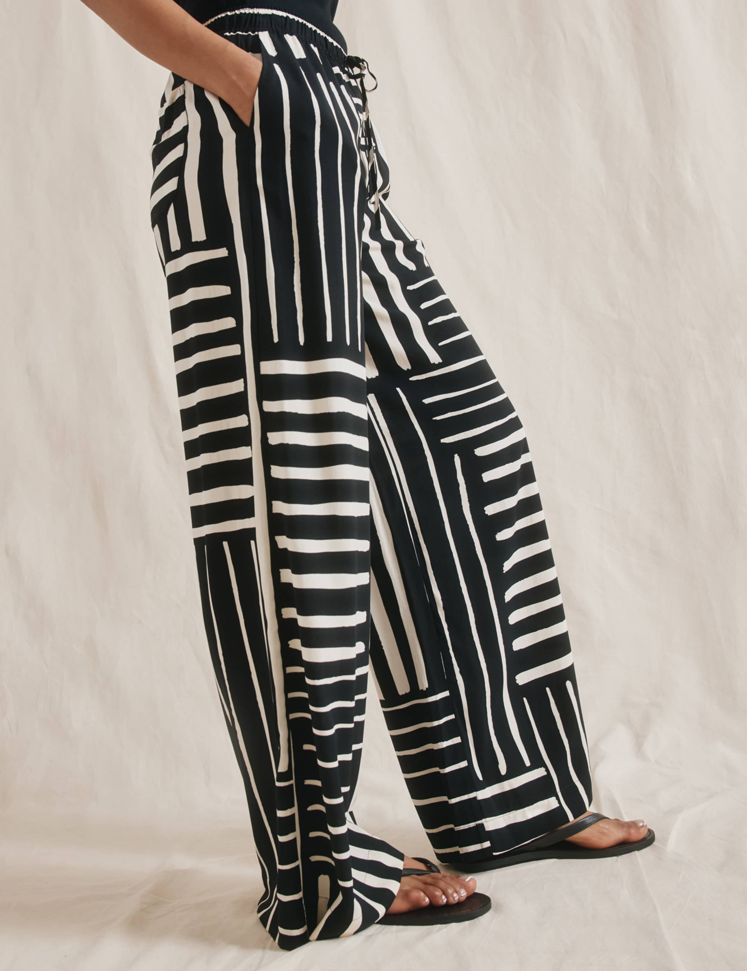 Linen Blend Striped Wide Leg Trousers 4 of 6