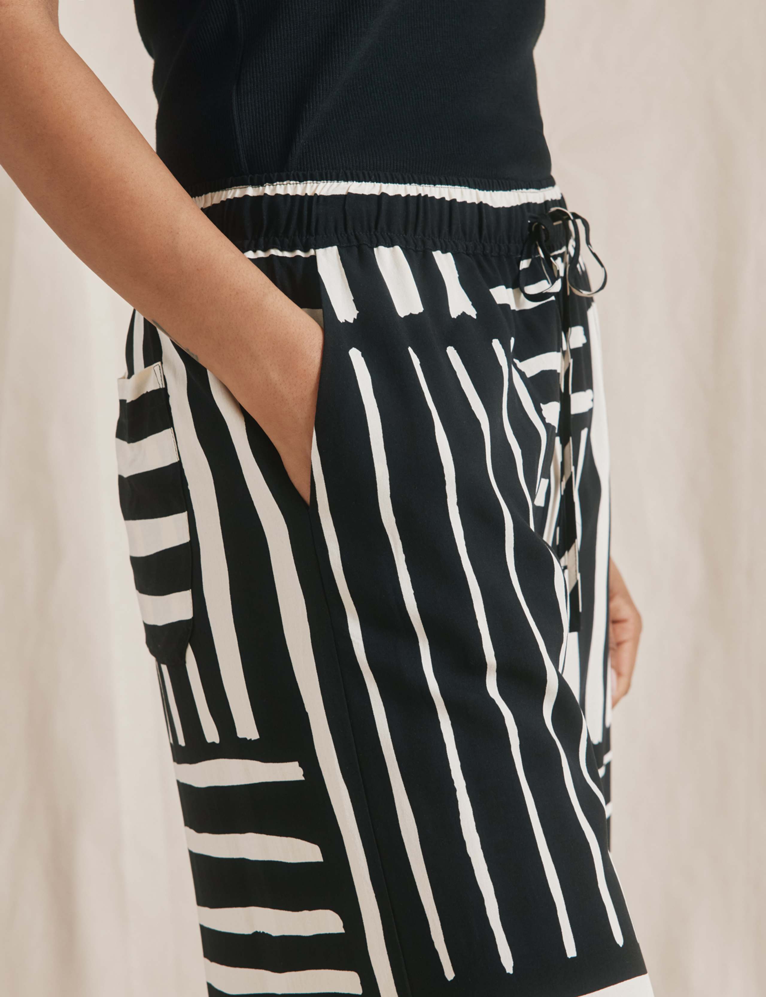 Linen Blend Striped Wide Leg Trousers 6 of 6