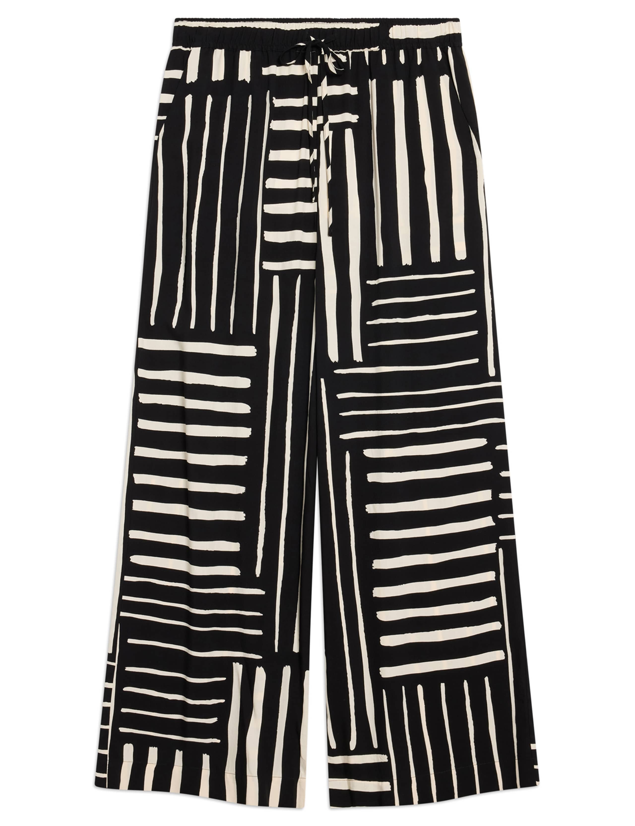 Linen Blend Striped Wide Leg Trousers 2 of 6