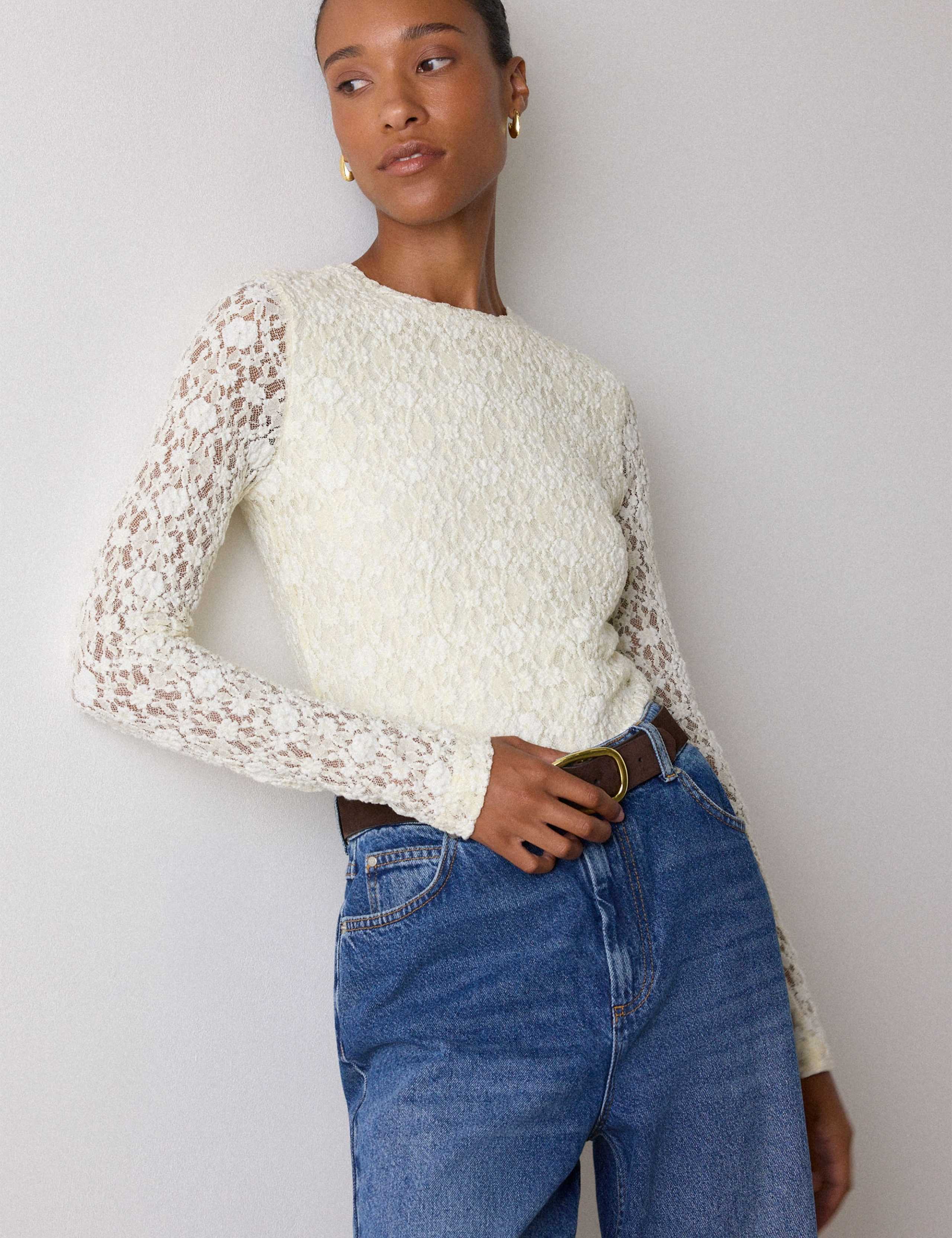 Lace Detail Long Sleeve Top 1 of 5