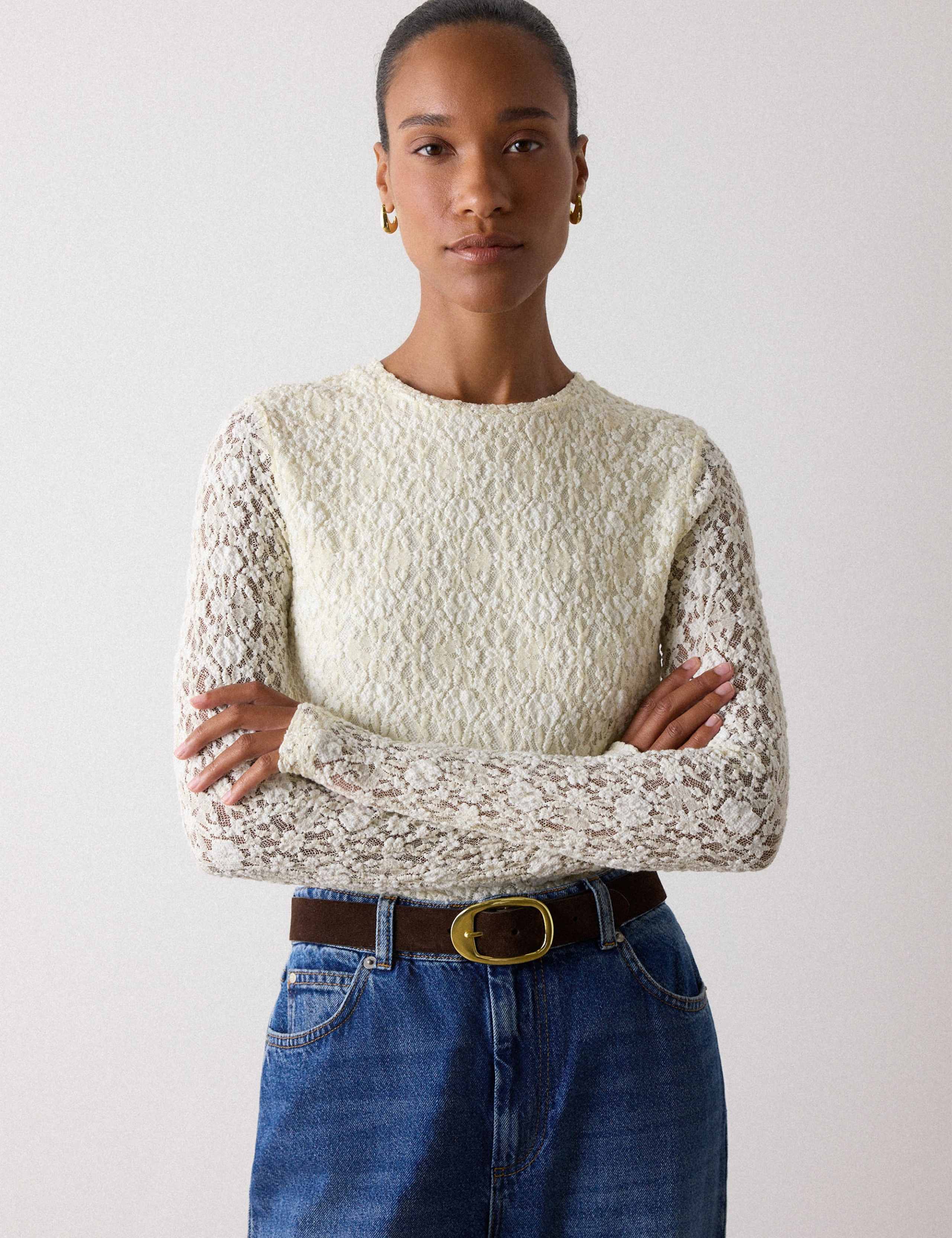 Lace Detail Long Sleeve Top 3 of 5