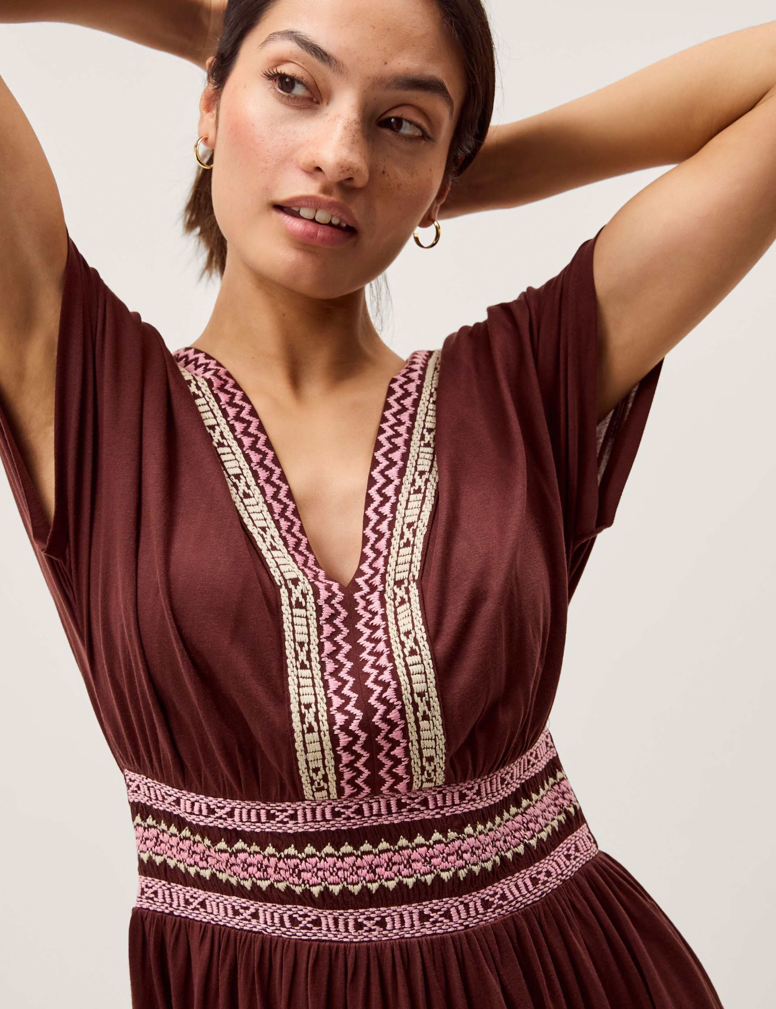 Pure Modal Embroidered Midi Tiered Dress 5 of 5