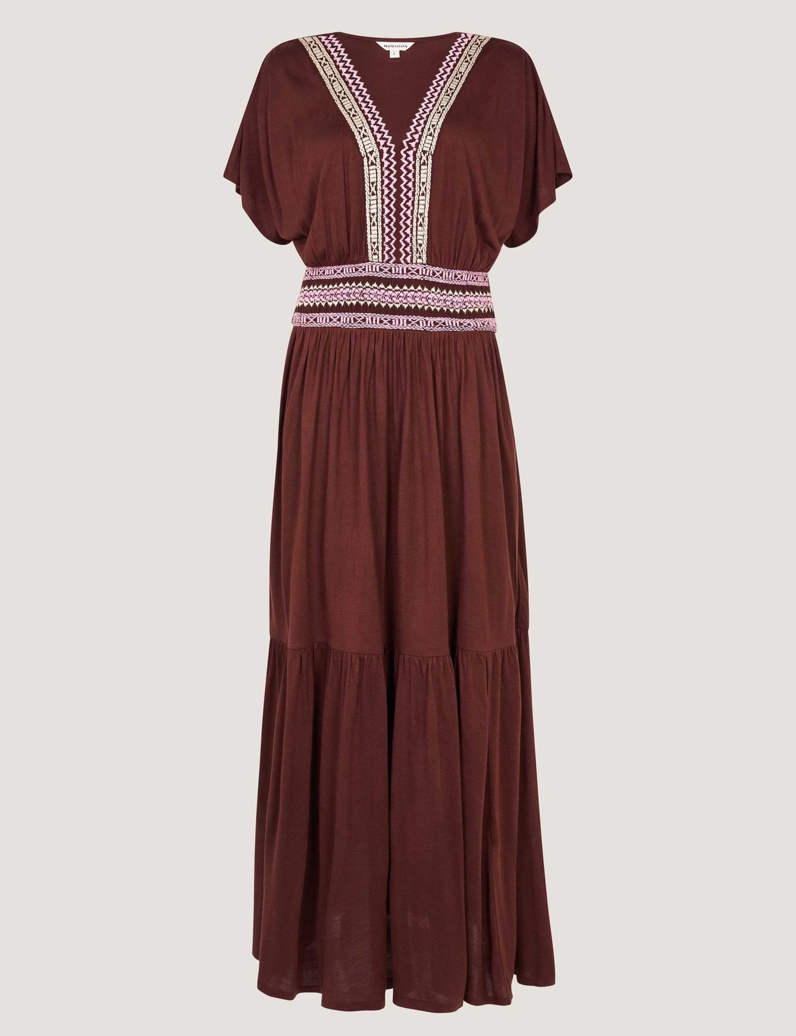 Pure Modal Embroidered Midi Tiered Dress 2 of 5