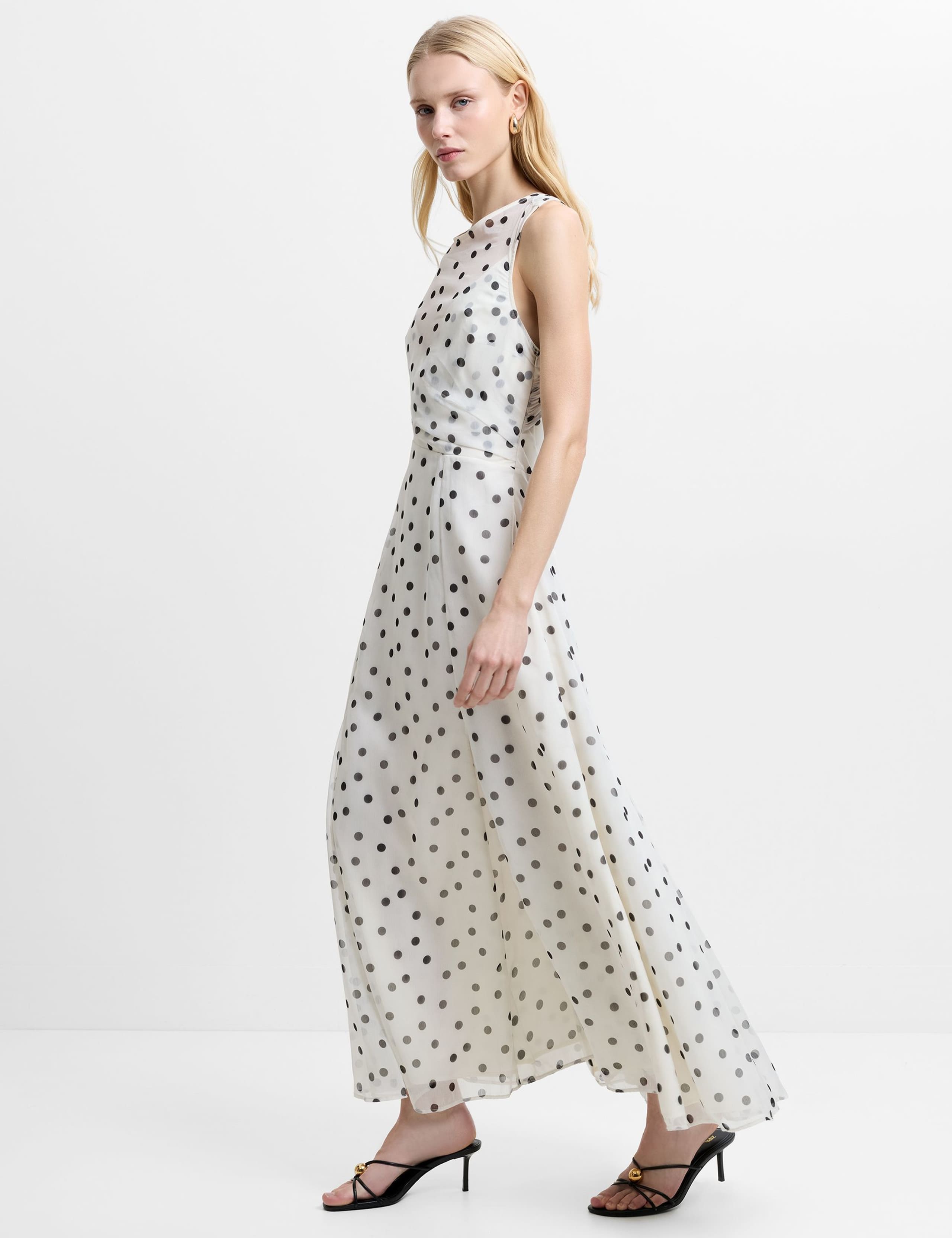 Chiffon Polka Dot Midaxi Skater Dress 3 of 6