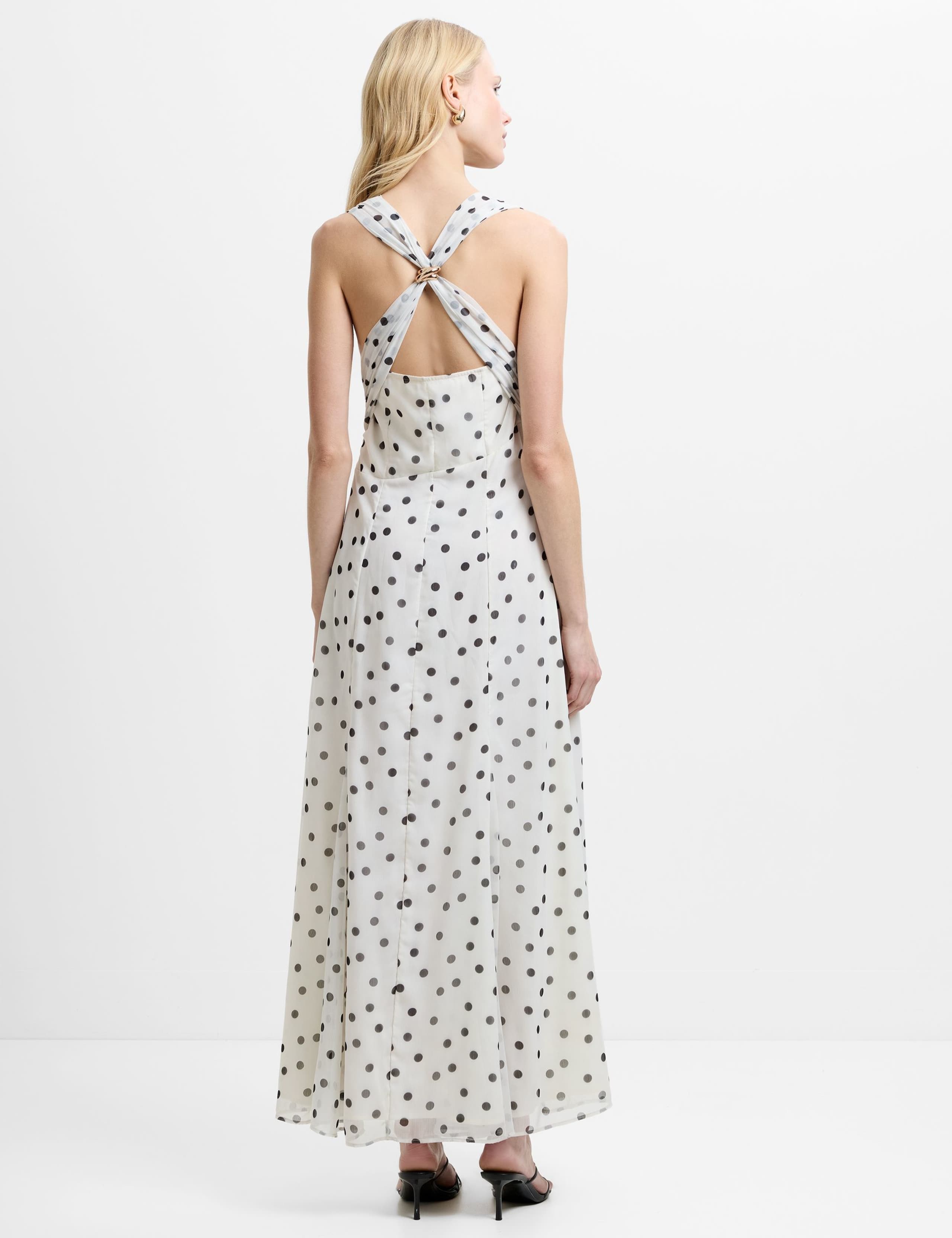 Chiffon Polka Dot Midaxi Skater Dress 4 of 6
