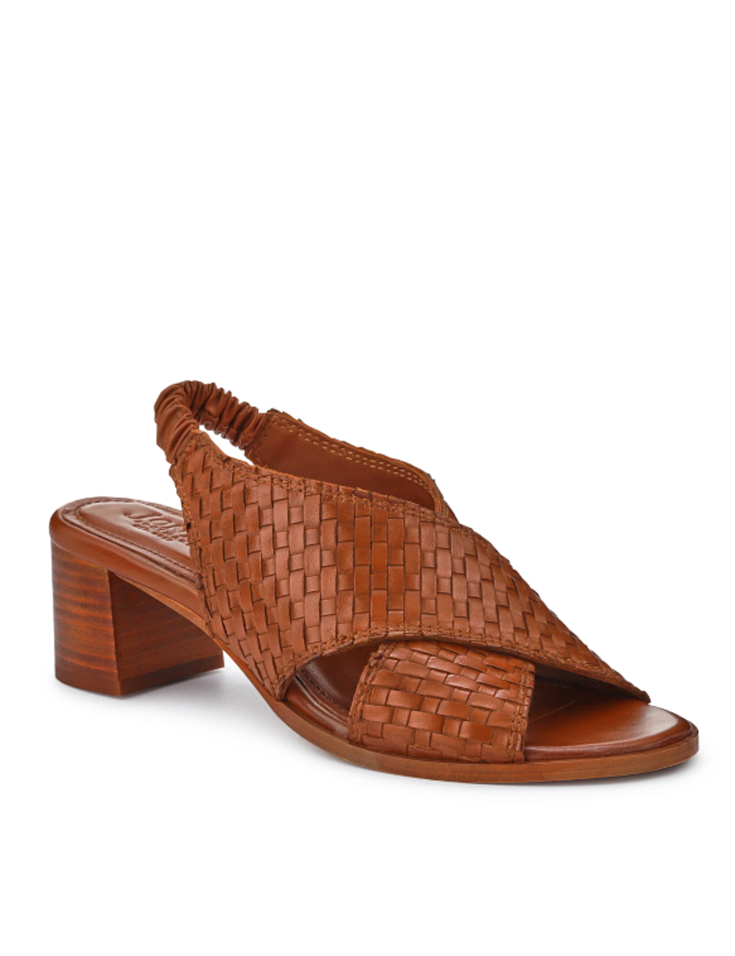 Leather Woven Block Heel Slingback Sandals 5 of 7