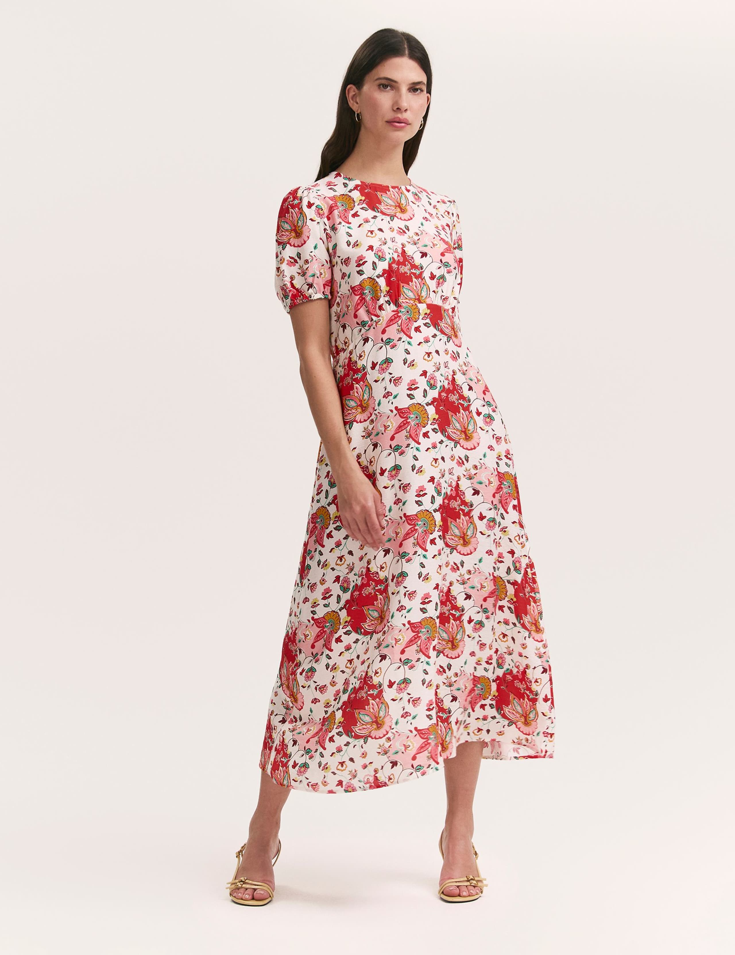 Floral Puff Sleeve Midi Tea Dress 1 of 5