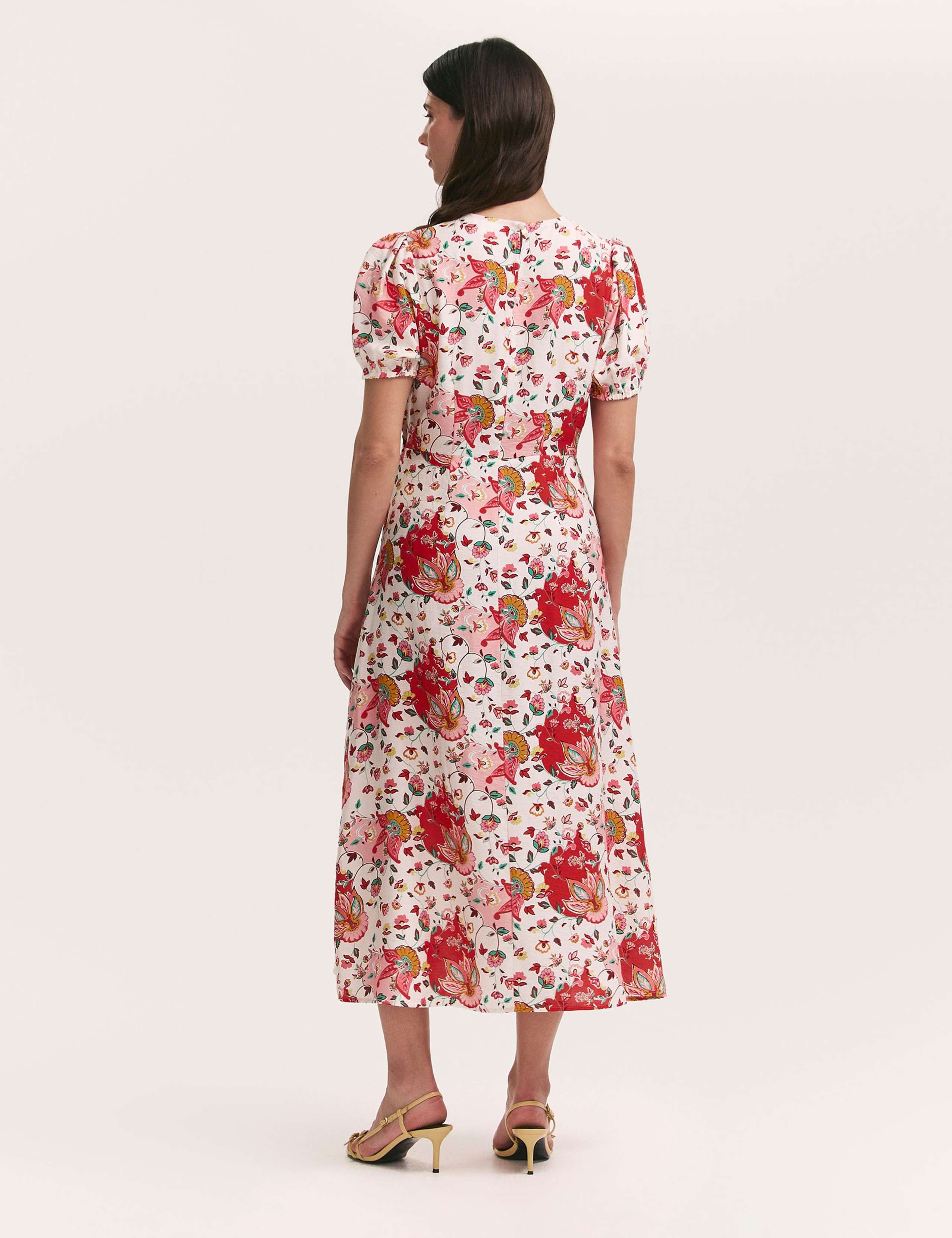 Floral Puff Sleeve Midi Tea Dress 3 of 5