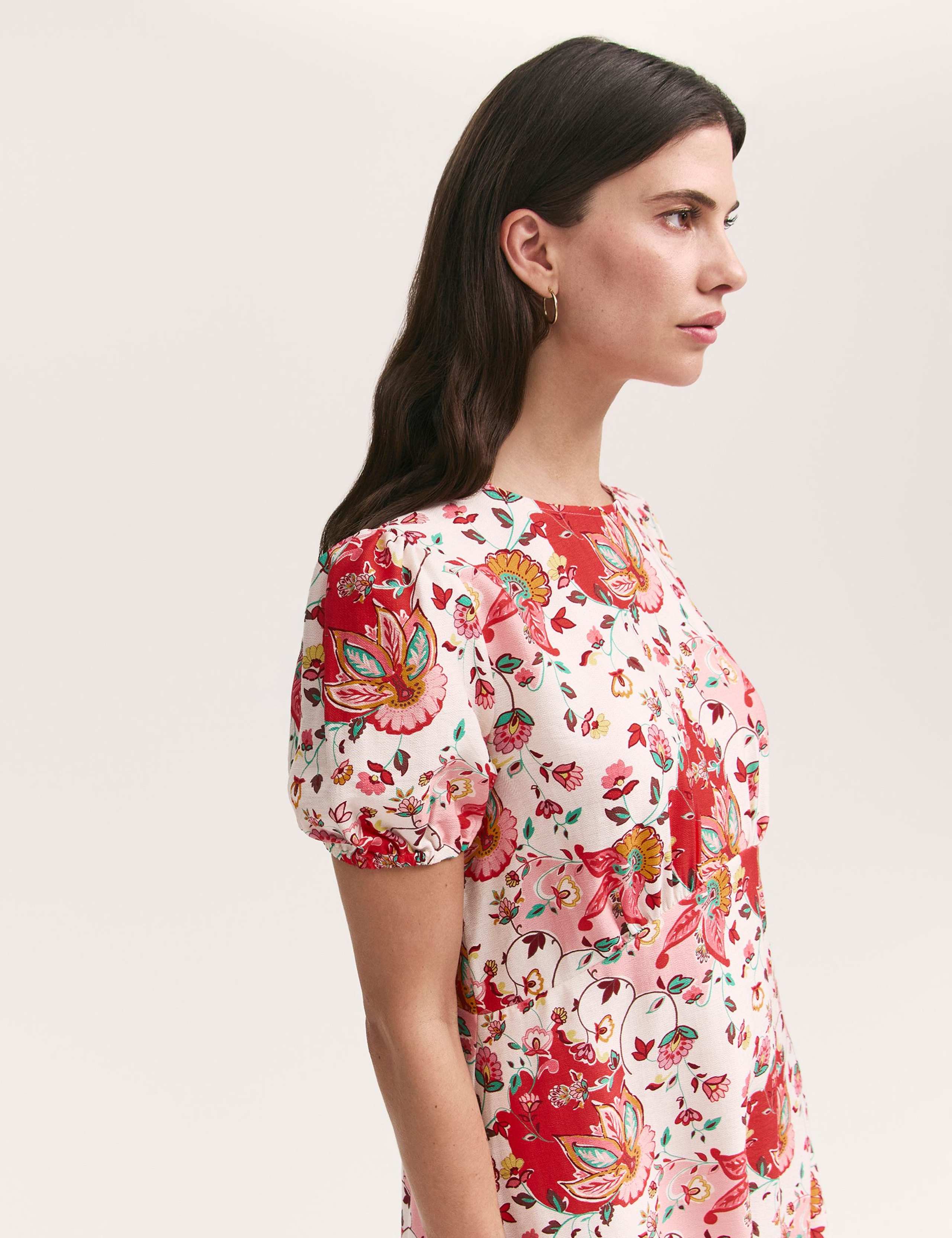 Floral Puff Sleeve Midi Tea Dress 5 of 5