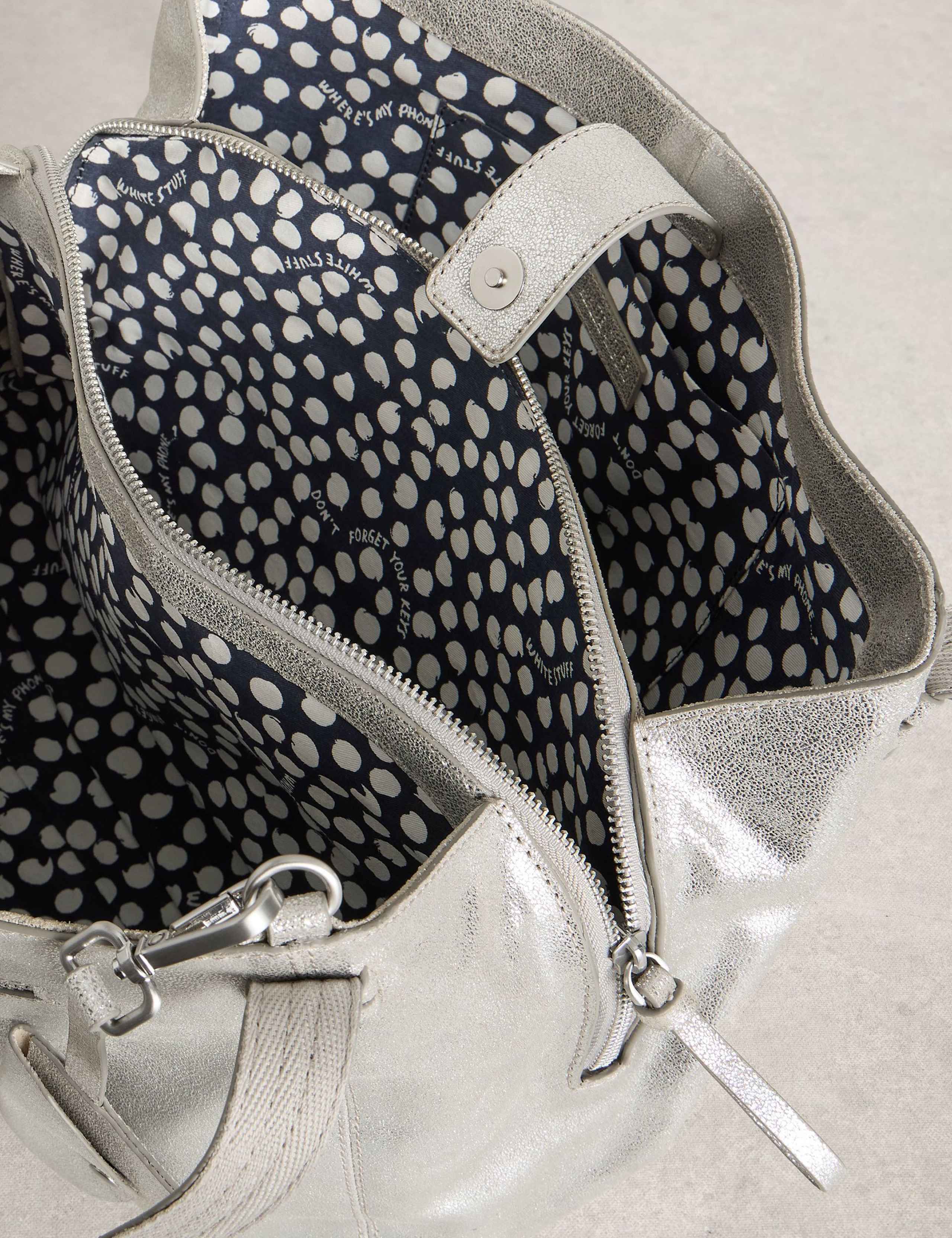 Leather Metallic Tote Bag 3 of 5