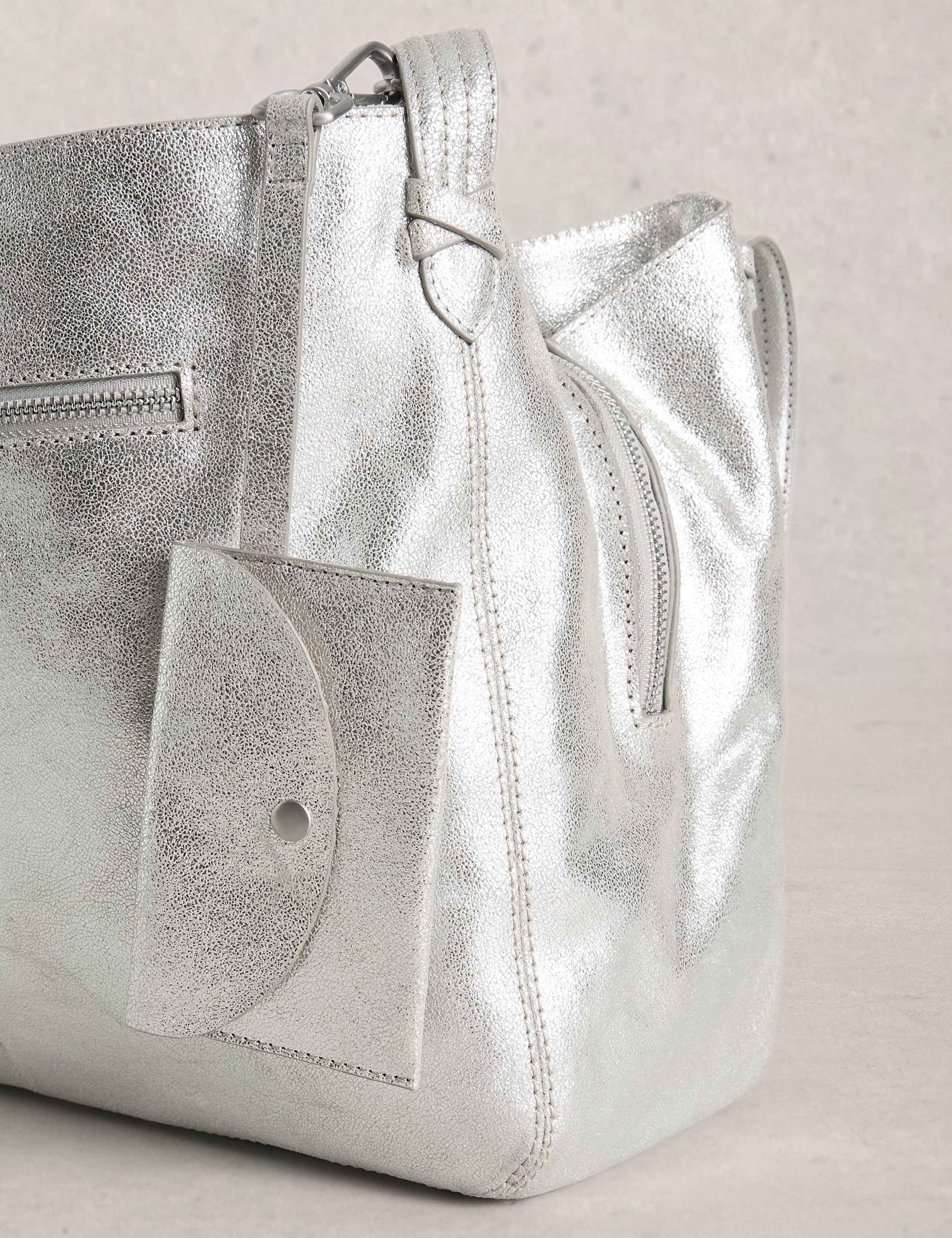 Leather Metallic Tote Bag 4 of 5
