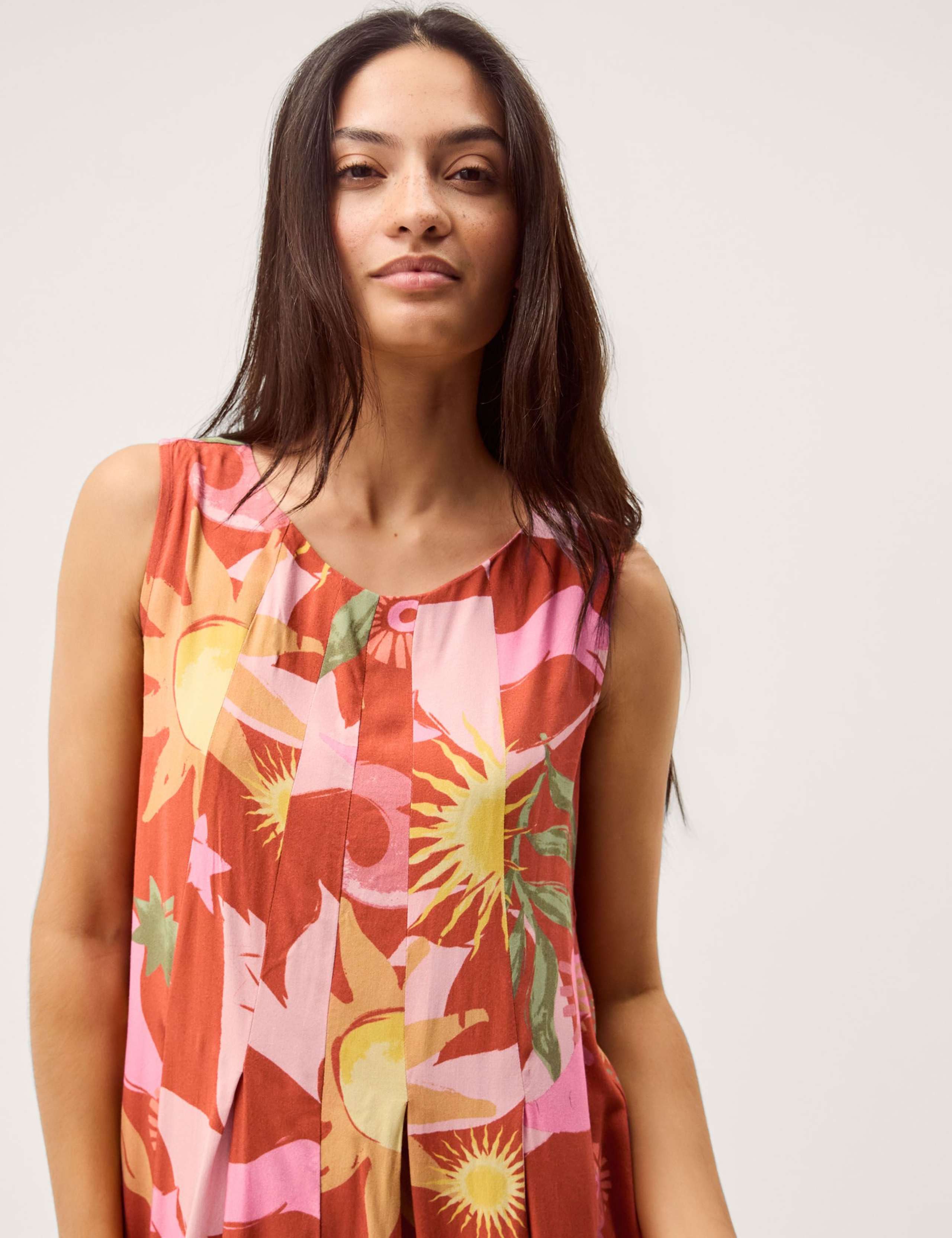 Printed Scoop Neck Midi Smock Dress 4 of 5