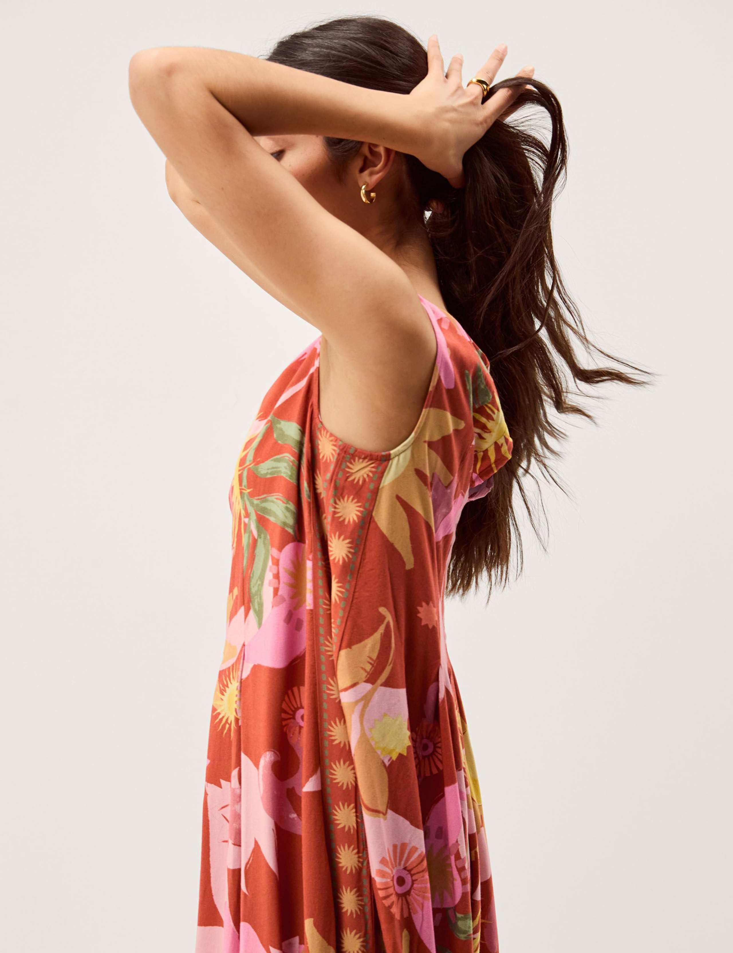 Printed Scoop Neck Midi Smock Dress 5 of 5