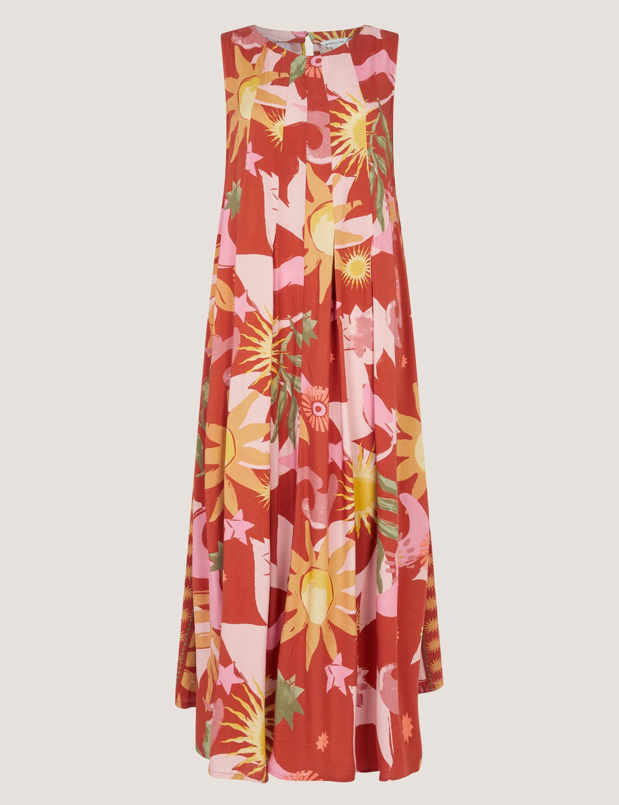 Printed Scoop Neck Midi Smock Dress 2 of 5