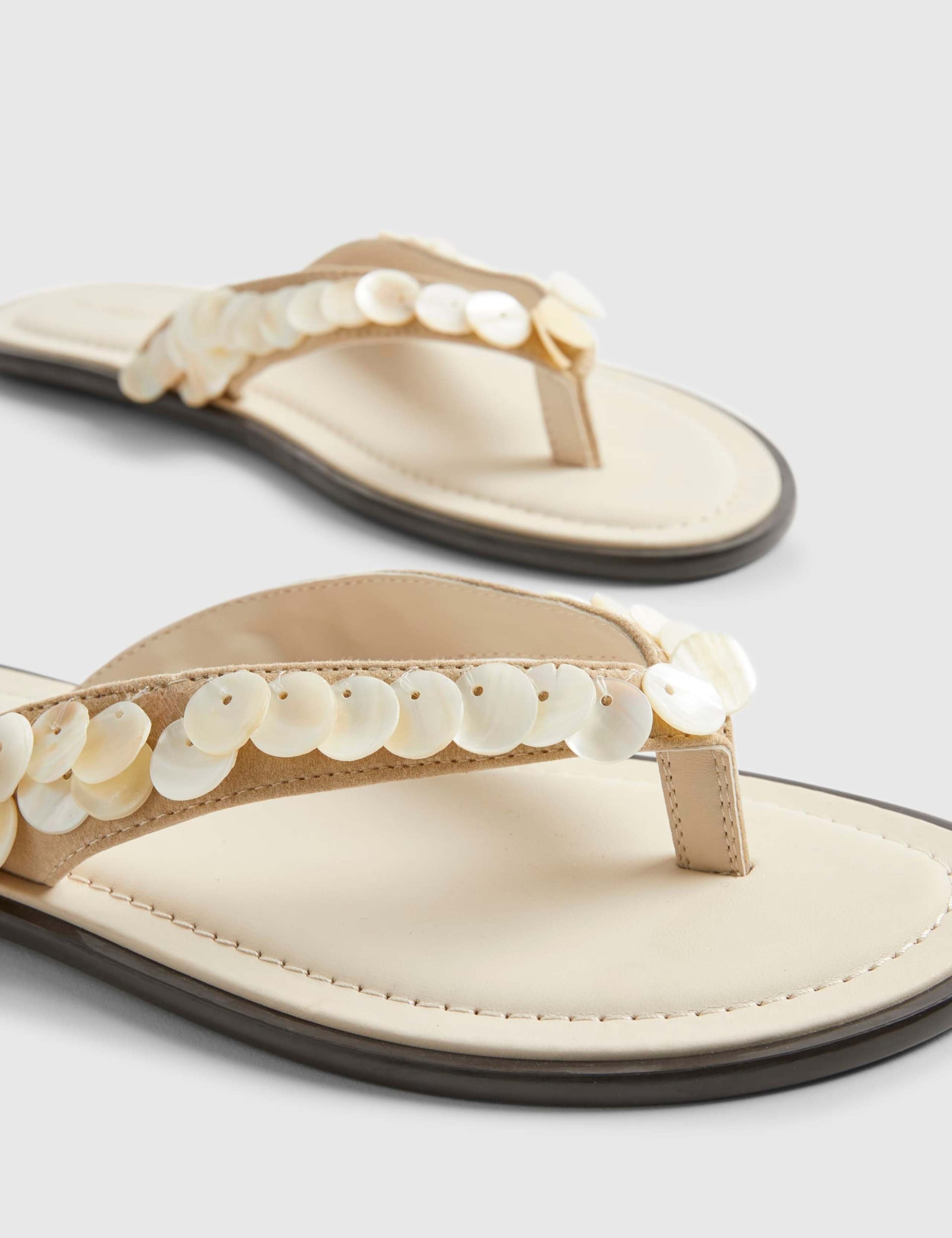 Mother of Pearl Embellished Toe Thong Sandals 5 of 5