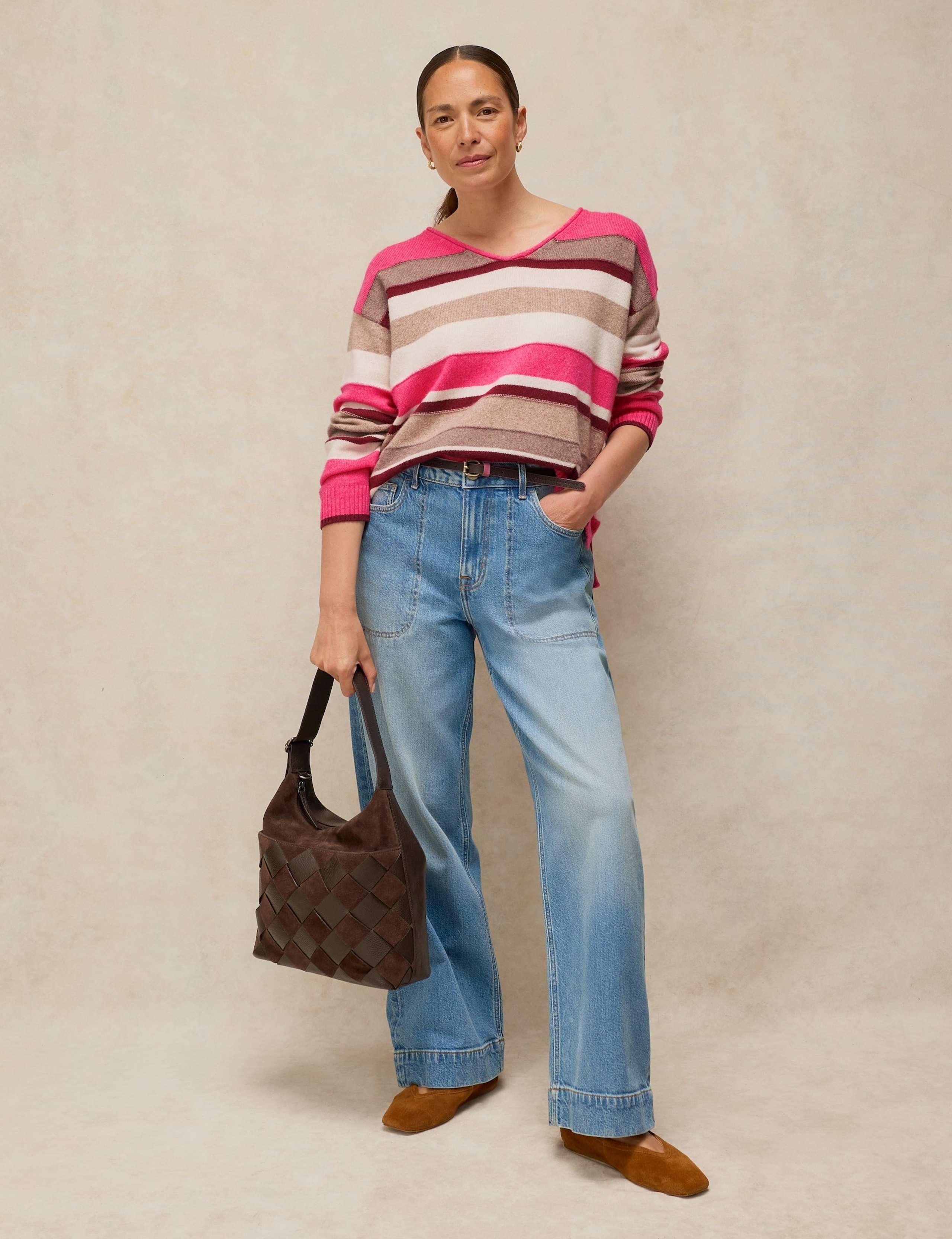 Wool Blend Striped V-Neck Jumper 3 of 6