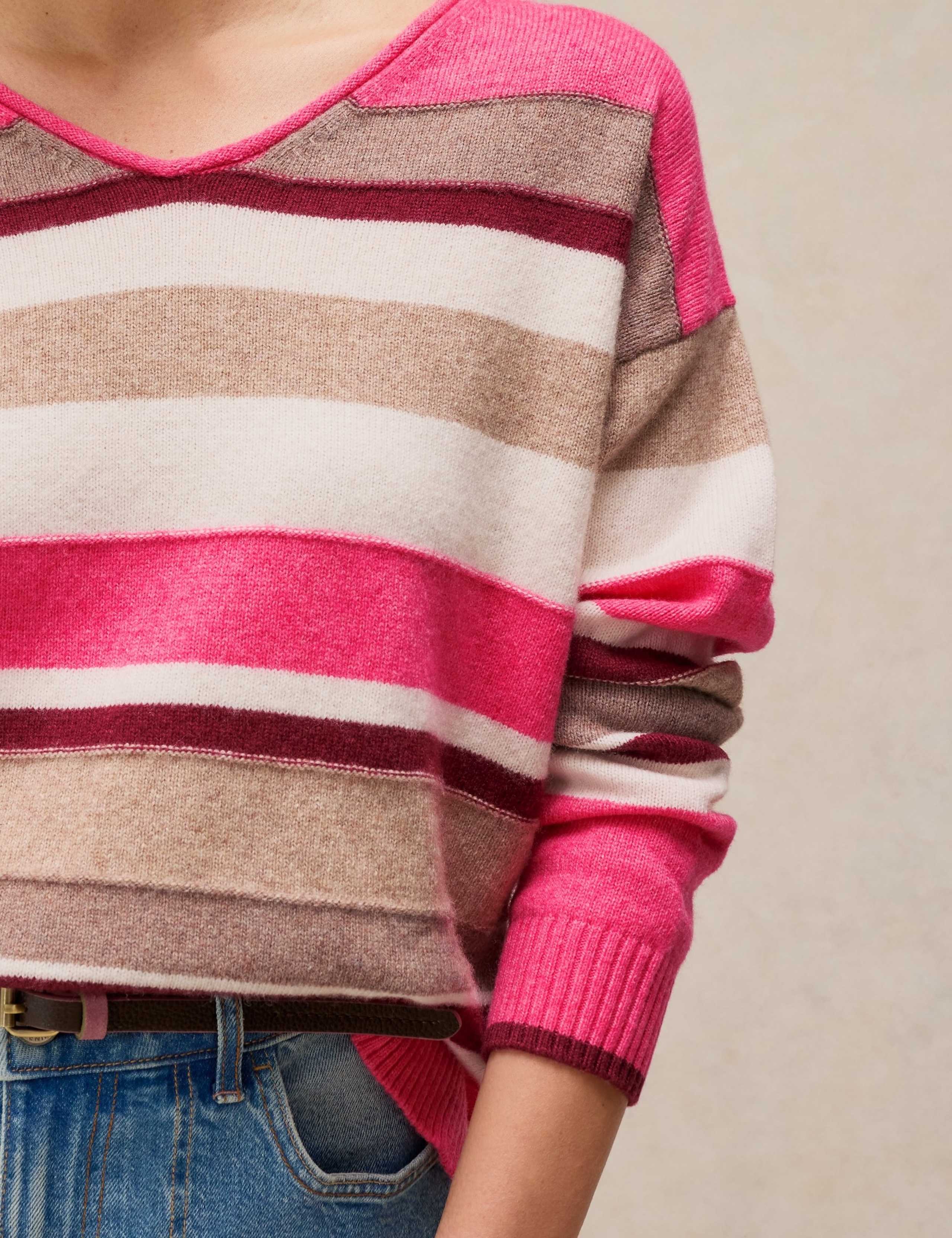 Wool Blend Striped V-Neck Jumper 5 of 6