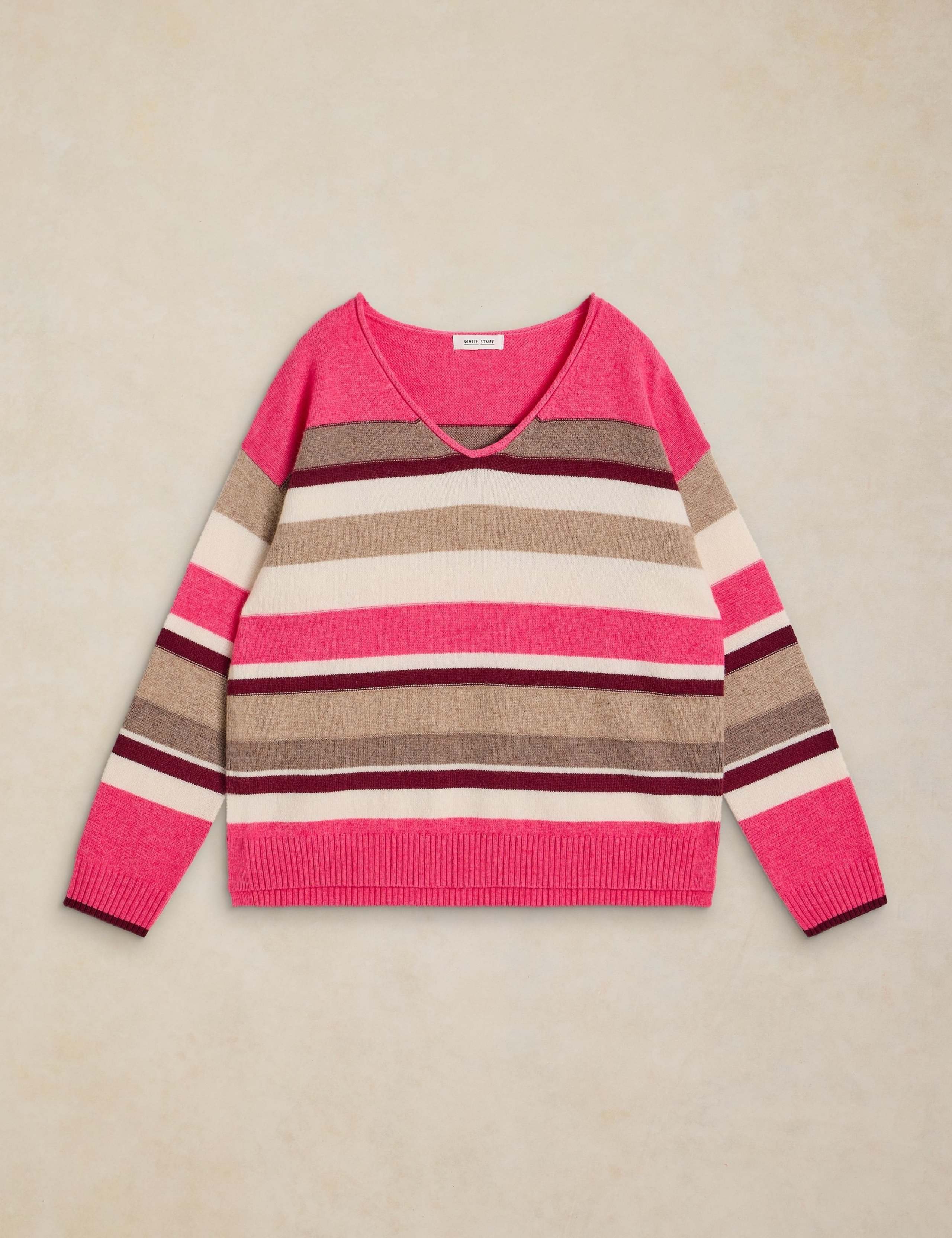 Wool Blend Striped V-Neck Jumper 2 of 6