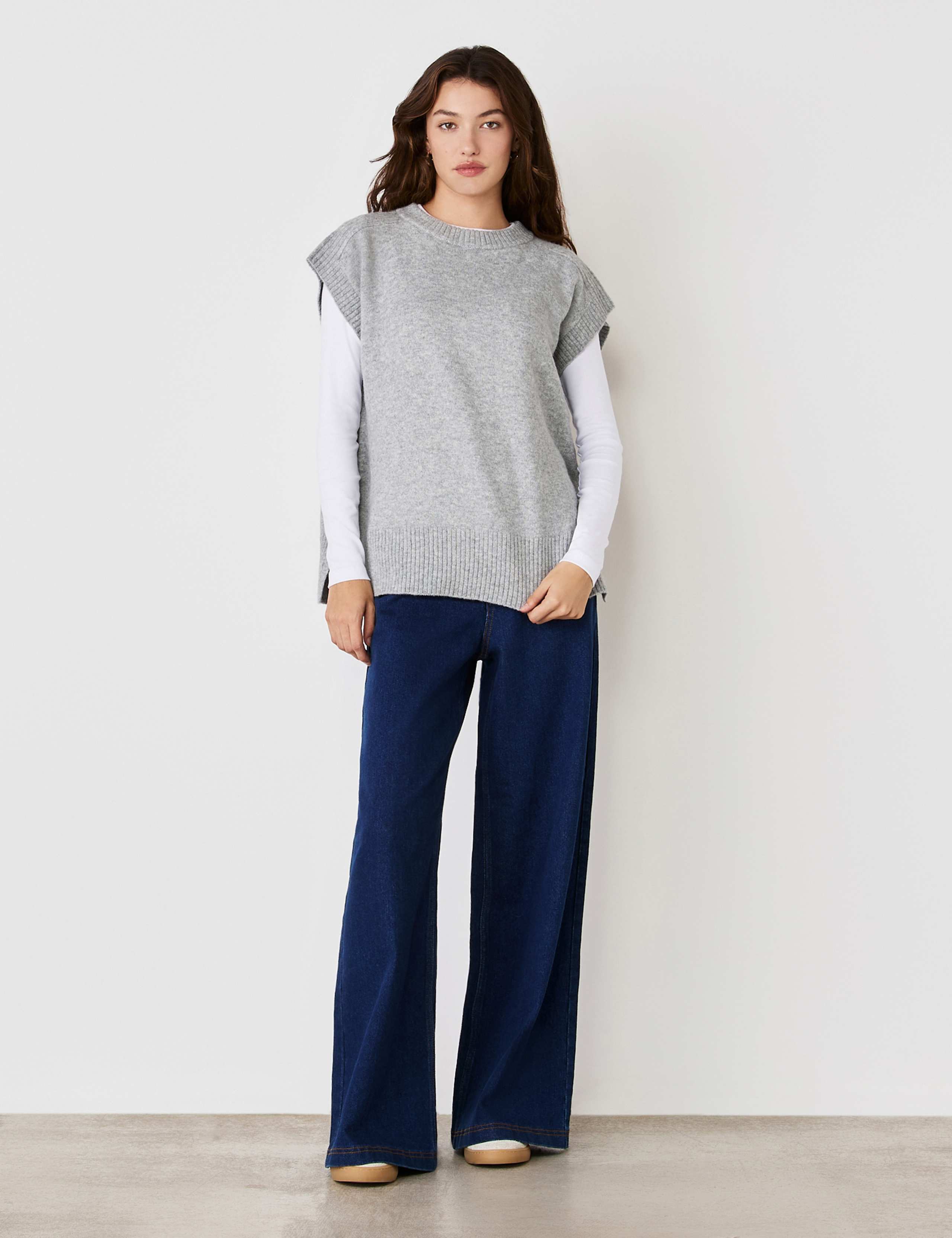 Crew Neck Split Hem Knitted Vest with Wool 5 of 6