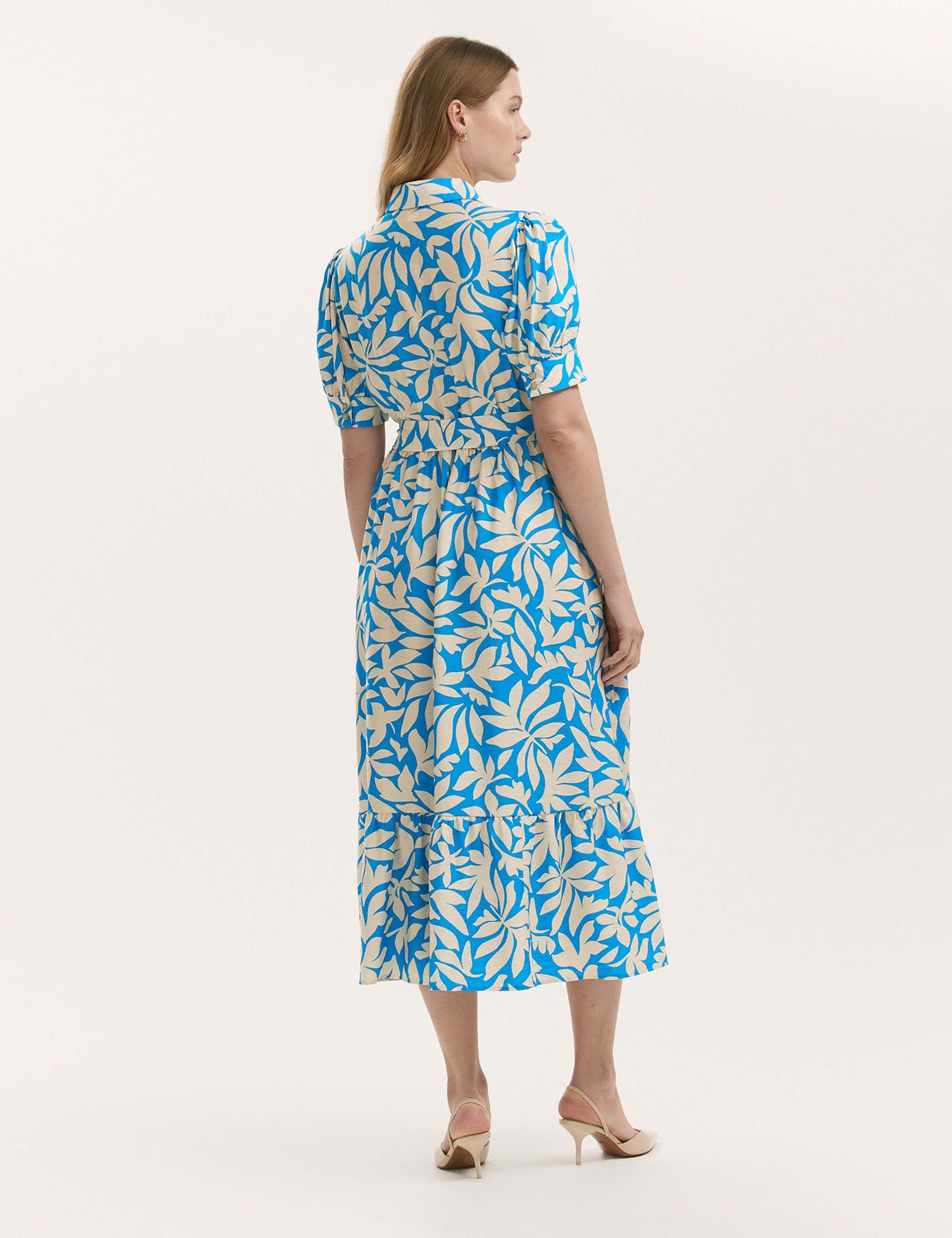Leaf Print Midi Shirt Dress 4 of 4
