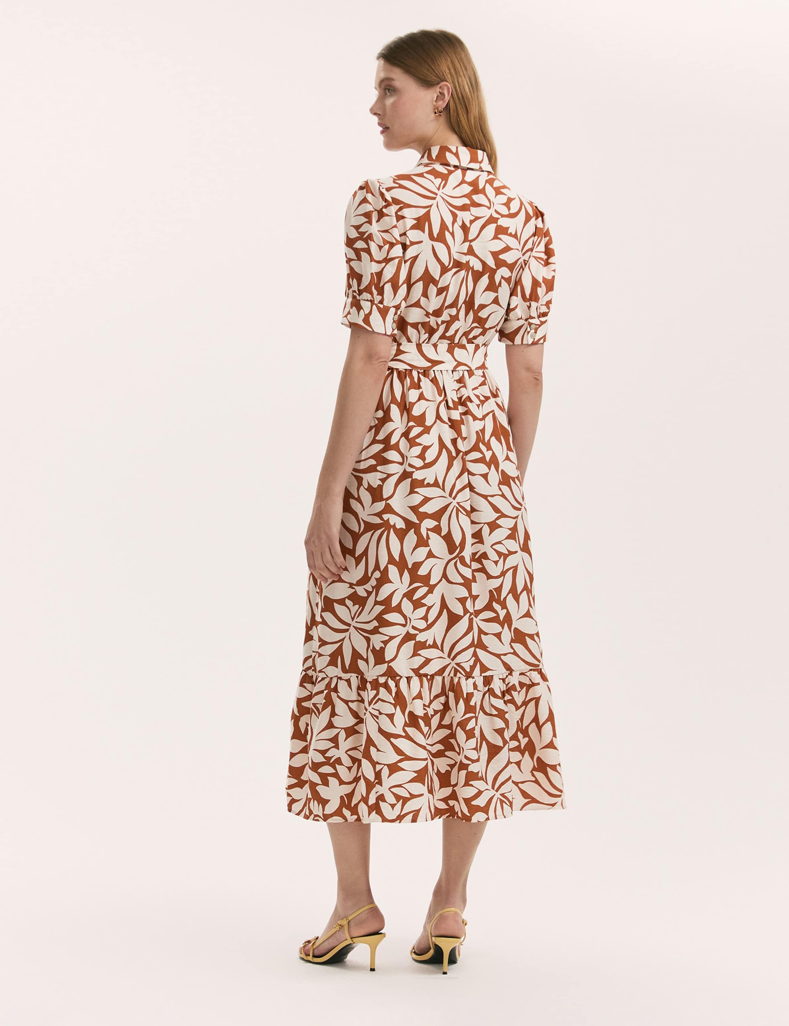 Leaf Print Midi Shirt Dress 4 of 4