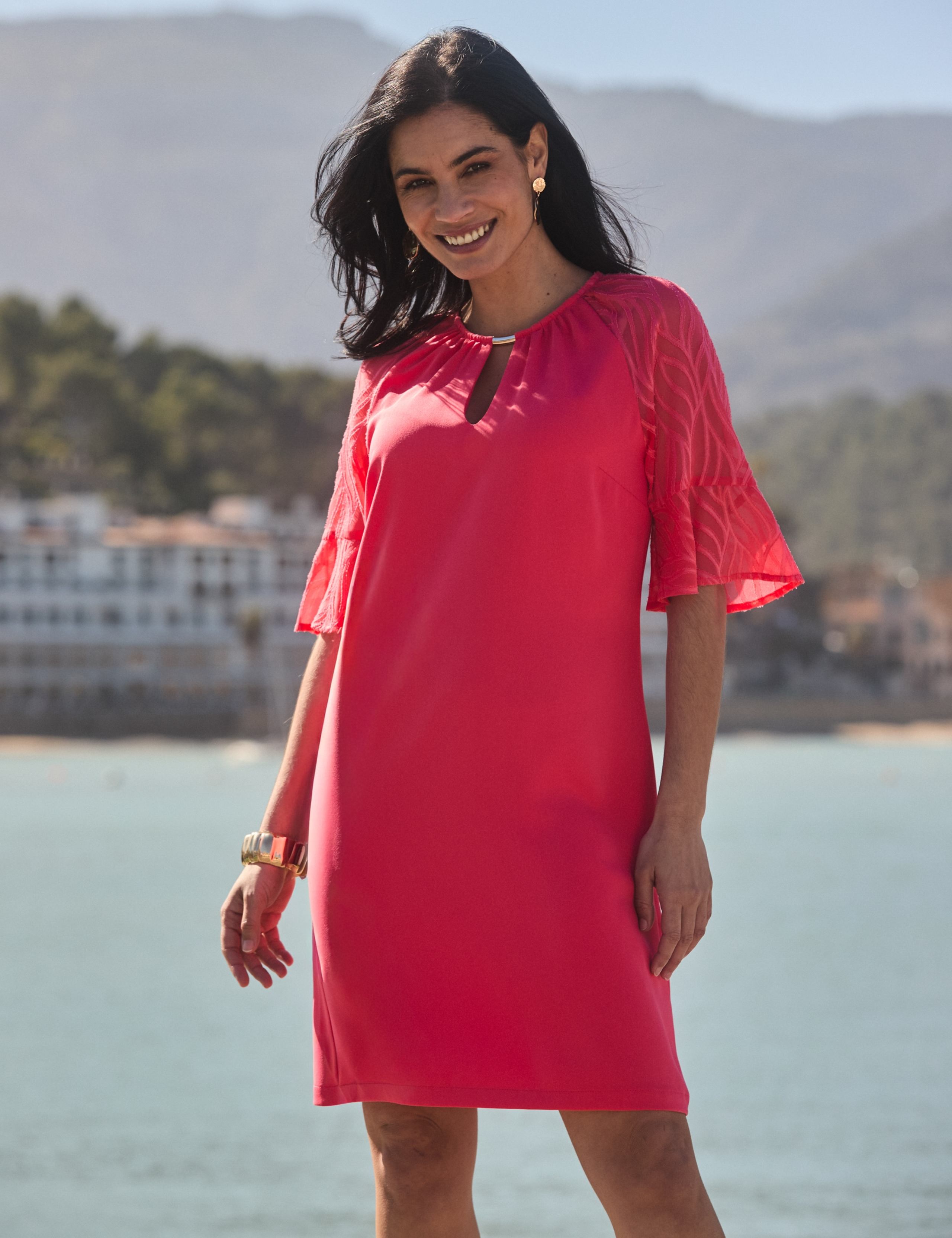 Angel Sleeve Knee Length Shift Dress 3 of 5