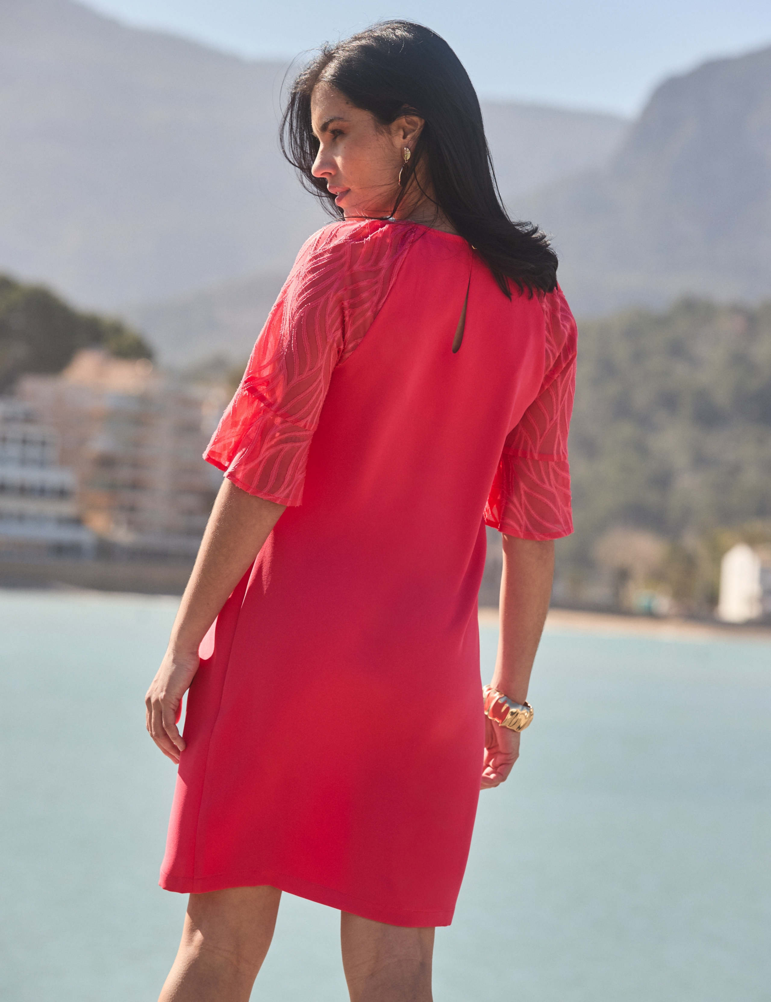 Angel Sleeve Knee Length Shift Dress 5 of 5