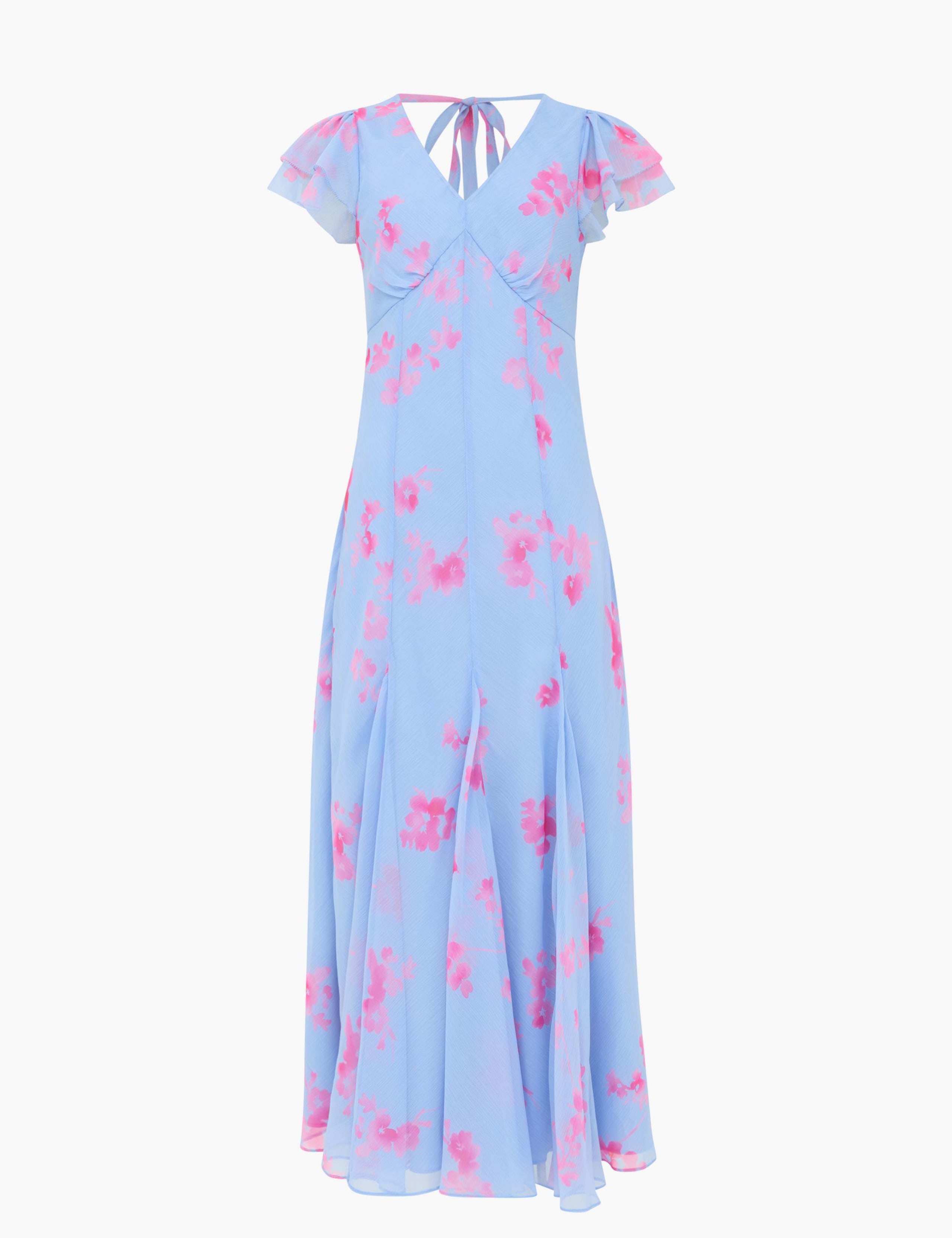 Chiffon Floral V-Neck Midi Tea Dress 2 of 6