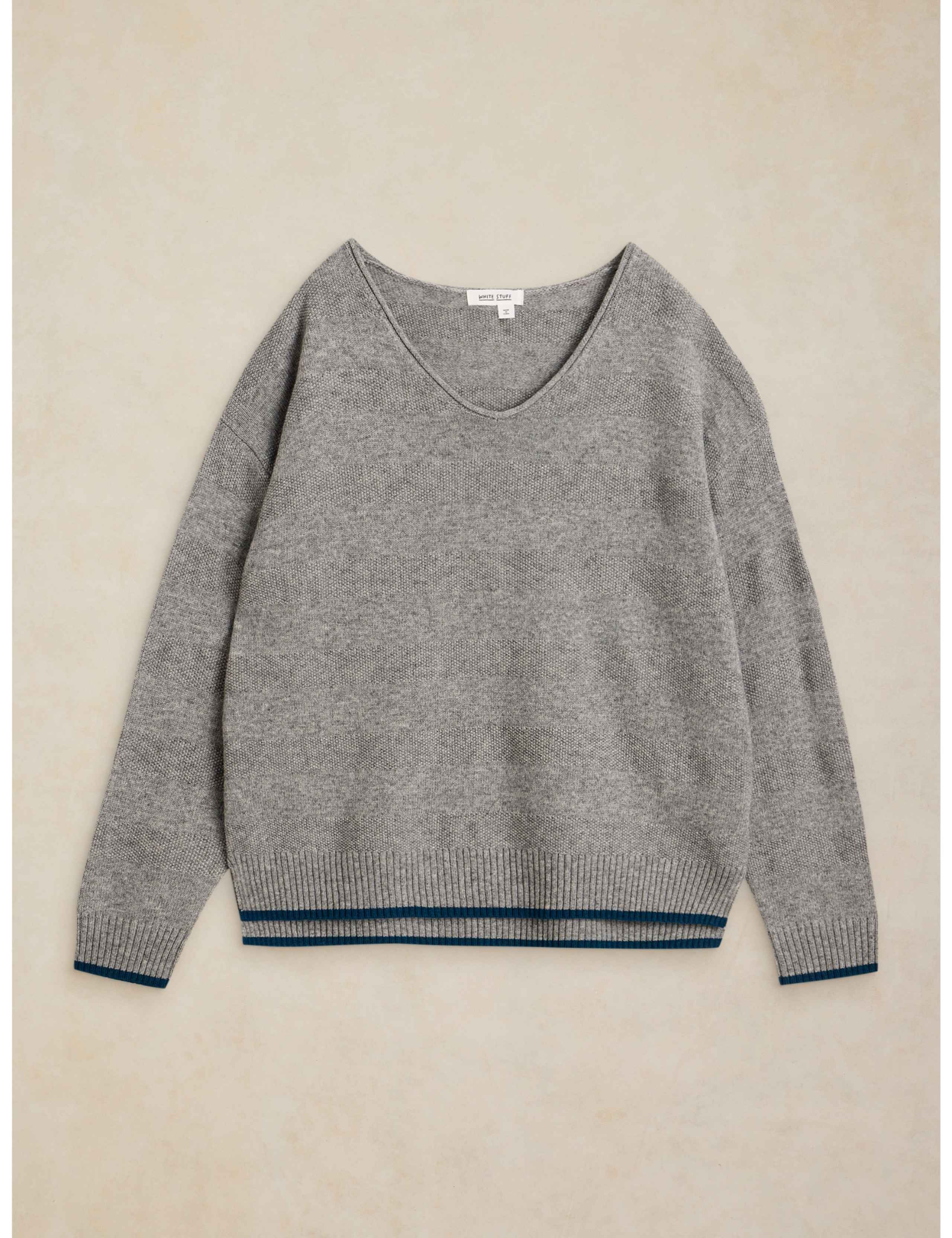 Sansa Wool Blend V Neck Stitch Detail Jumper 2 of 6