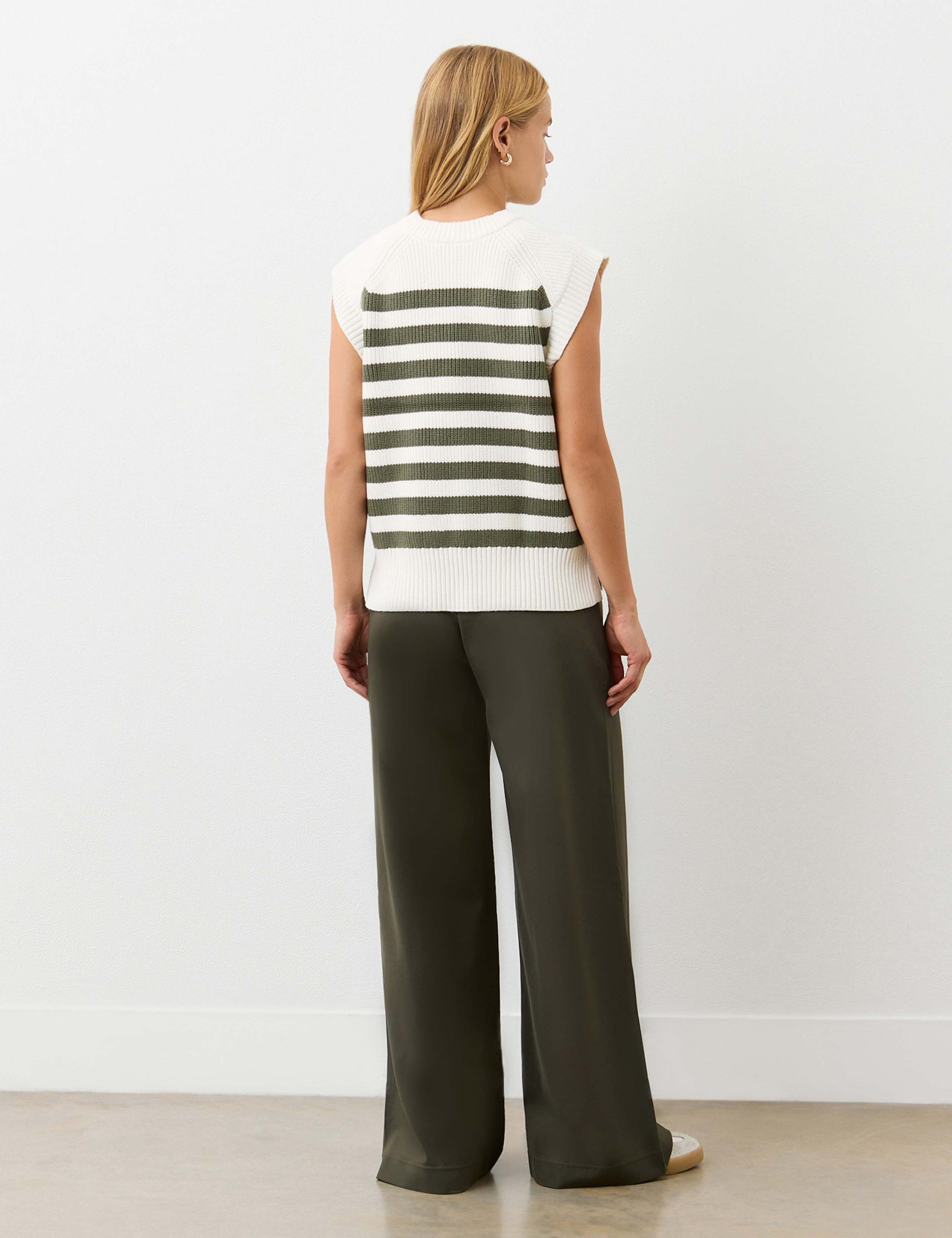 Cotton Rich Striped Split Hem Knitted Vest 3 of 4